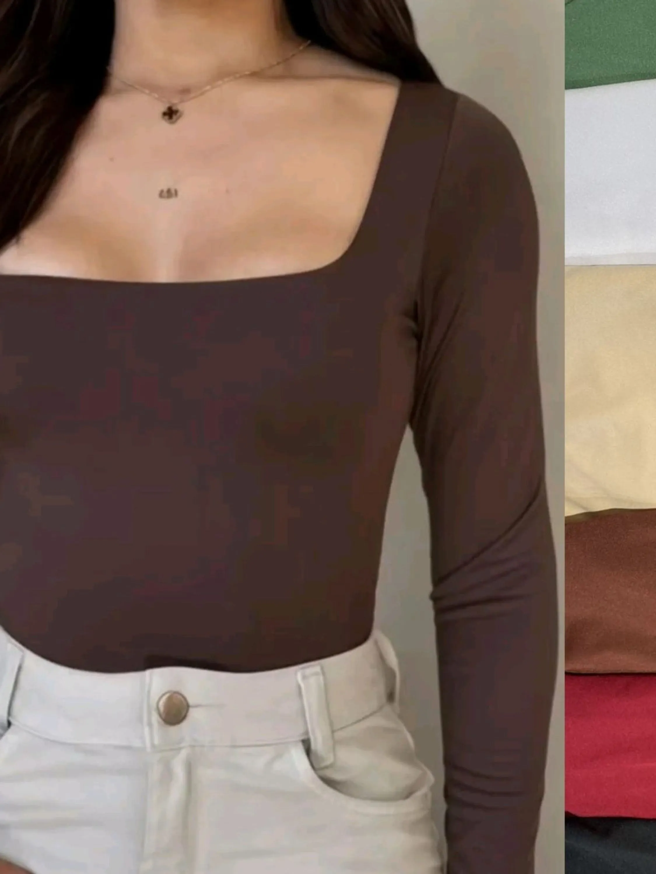 Body Modal Gola quadrada mangá longa