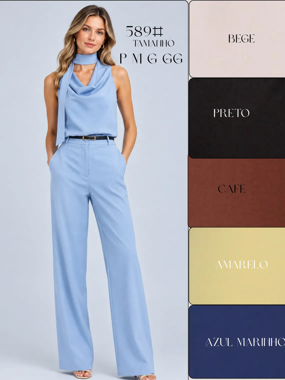 Conjunto Elegante Gola Cachecol Luis Twill #589
