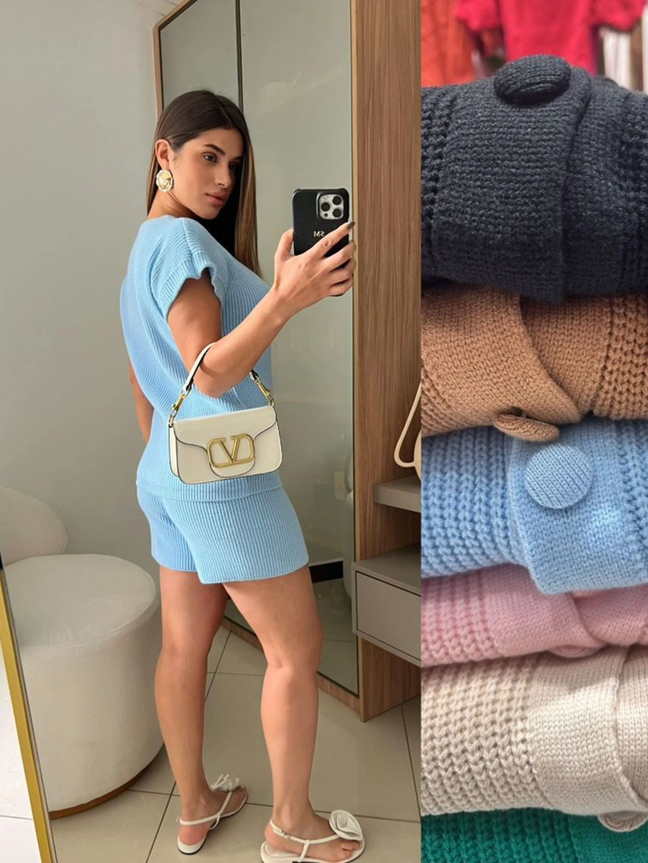 Conjunto Tricô Blusa e shorts