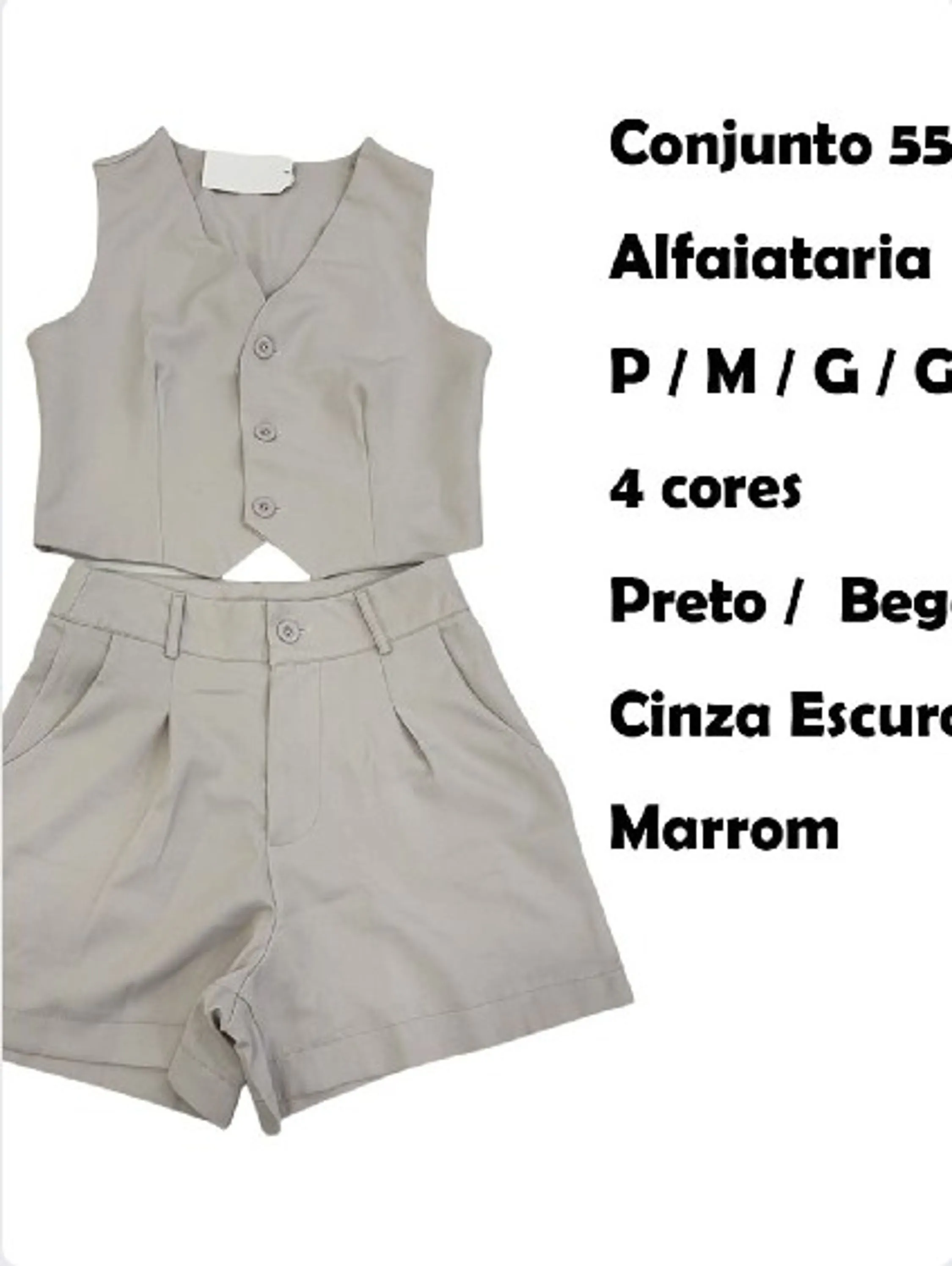 Conjunto colete e shorts feminino