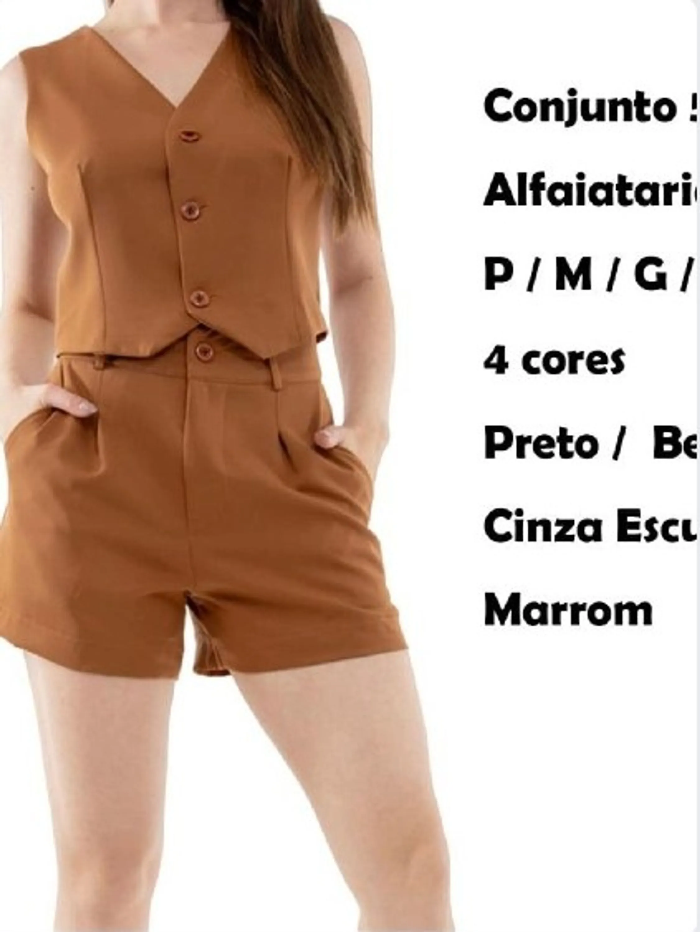 Conjunto Alfaiataria Colete e Shorts