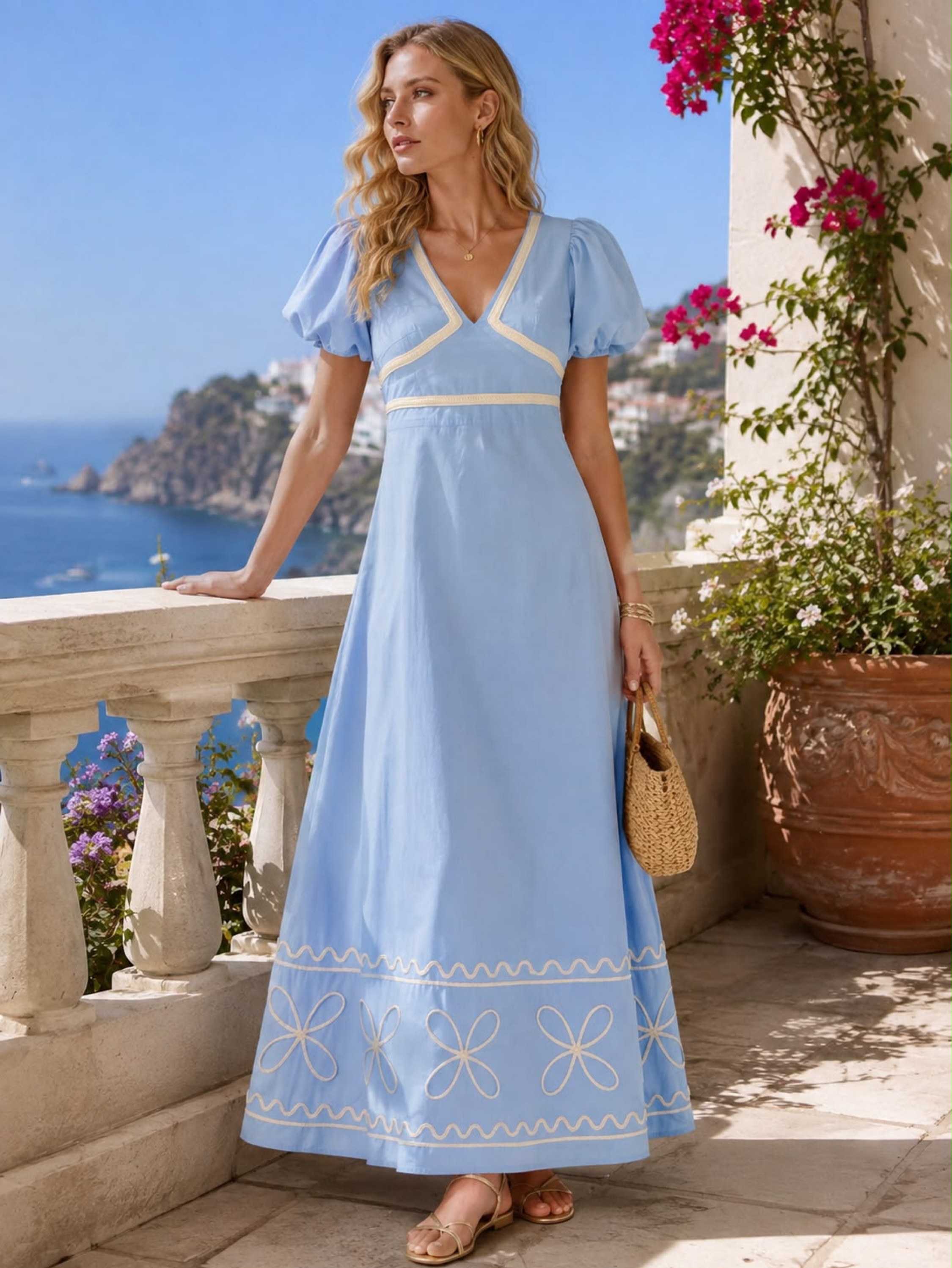 Vestido longo de manga S2333