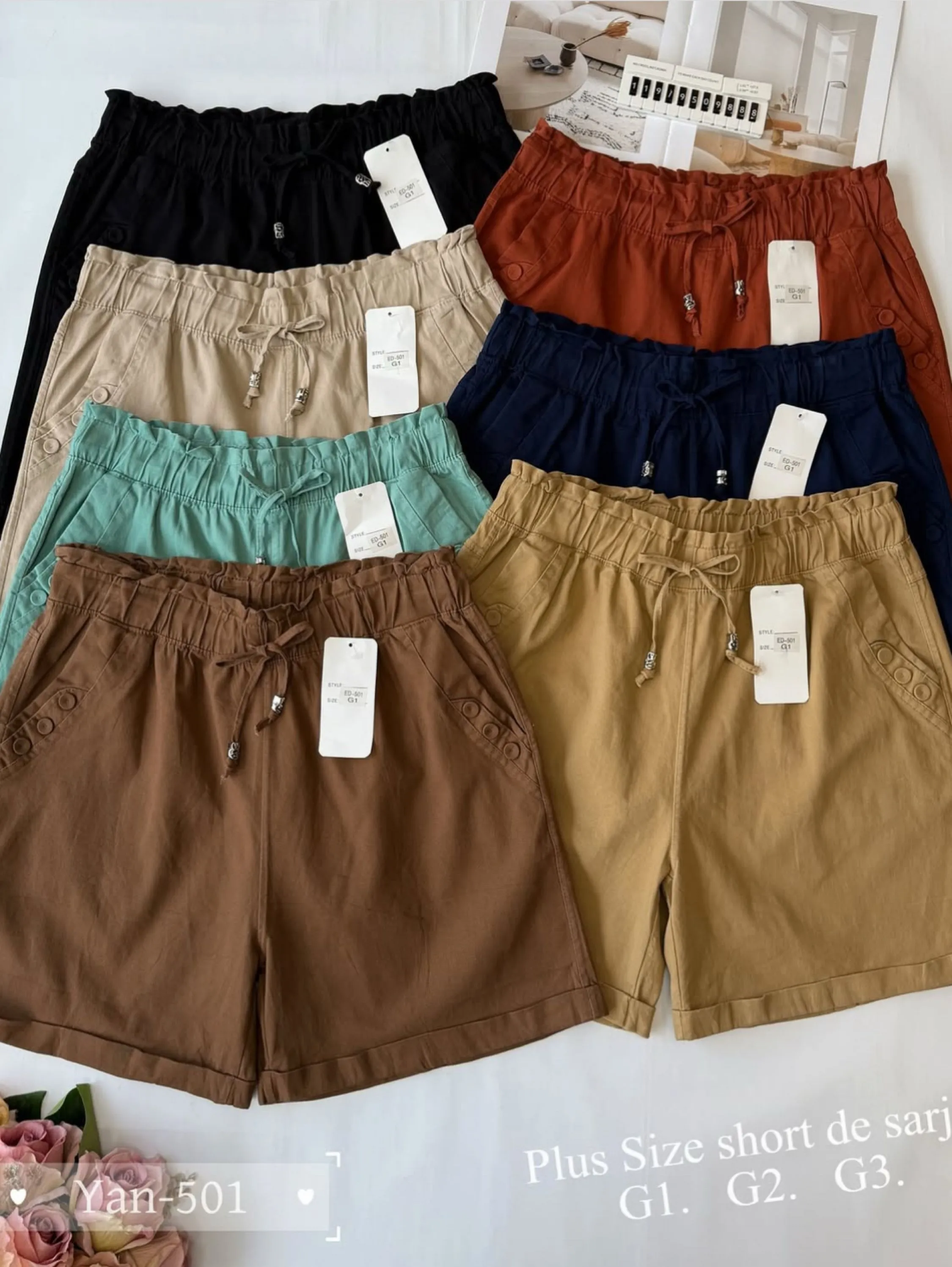 Short sarja plus size