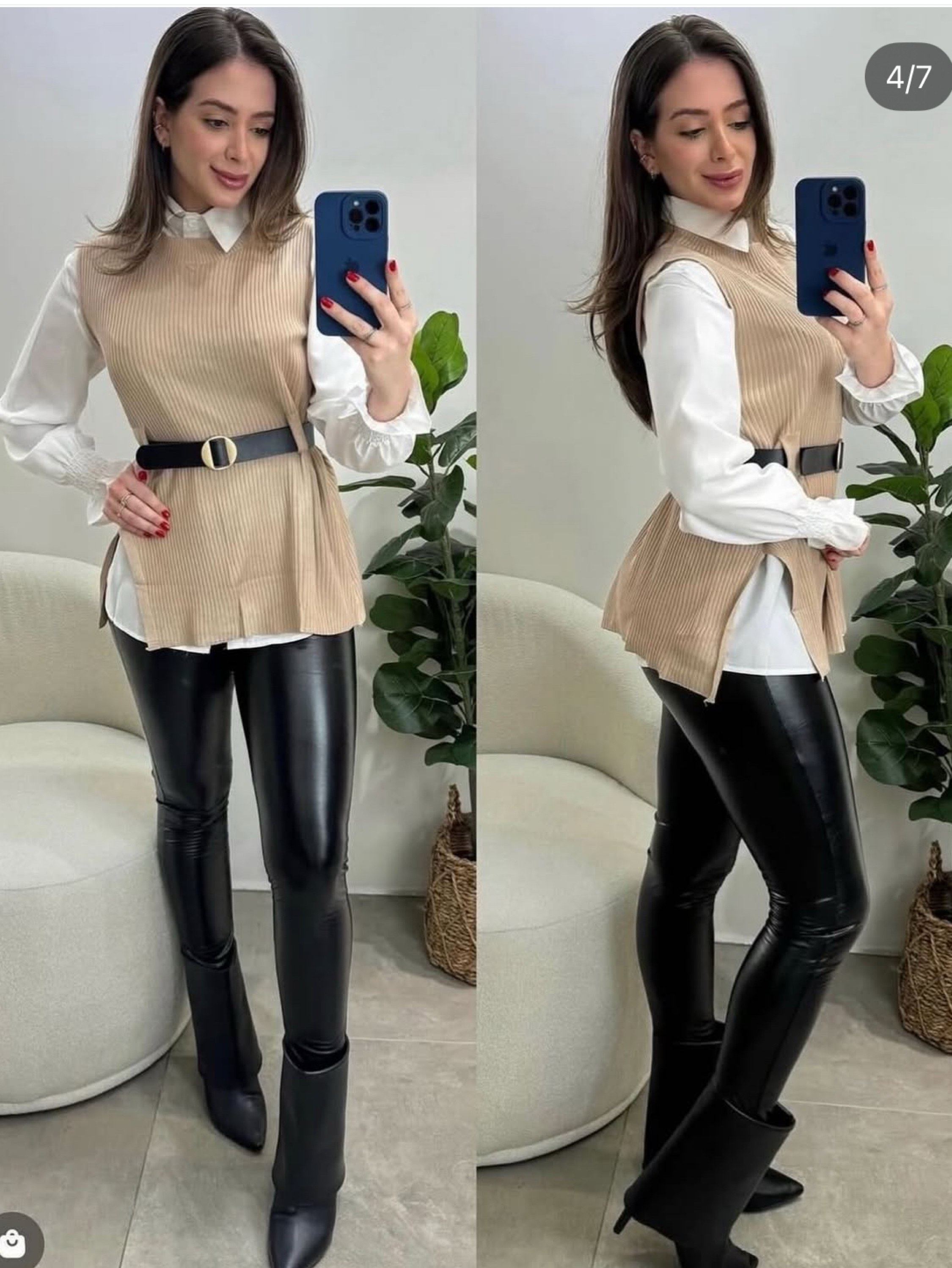 Conjunto colete com camisa e cinto