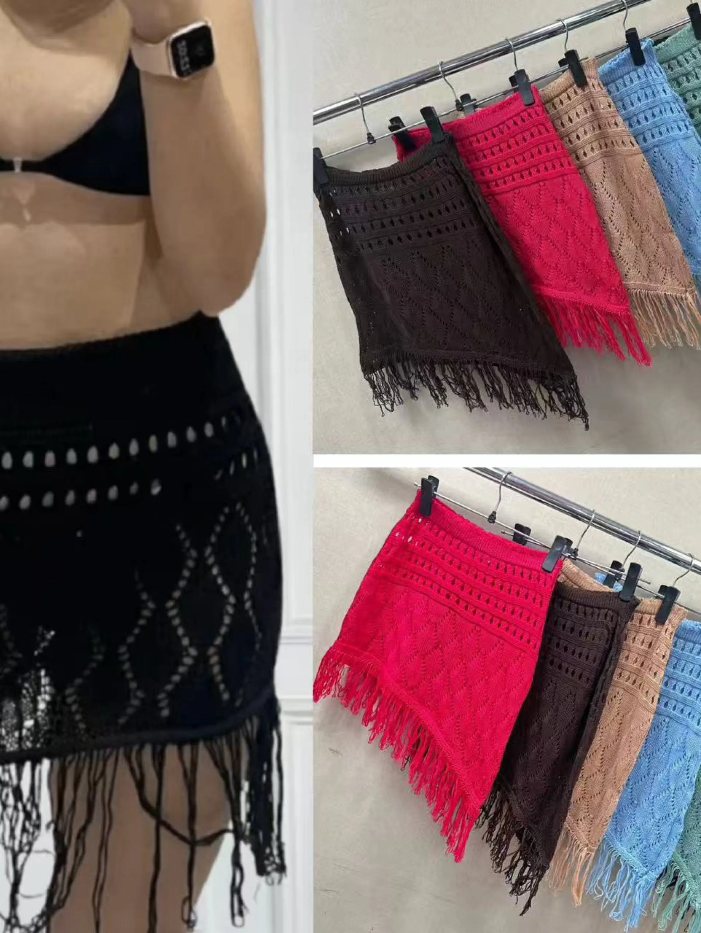 Saia tricô pra praia