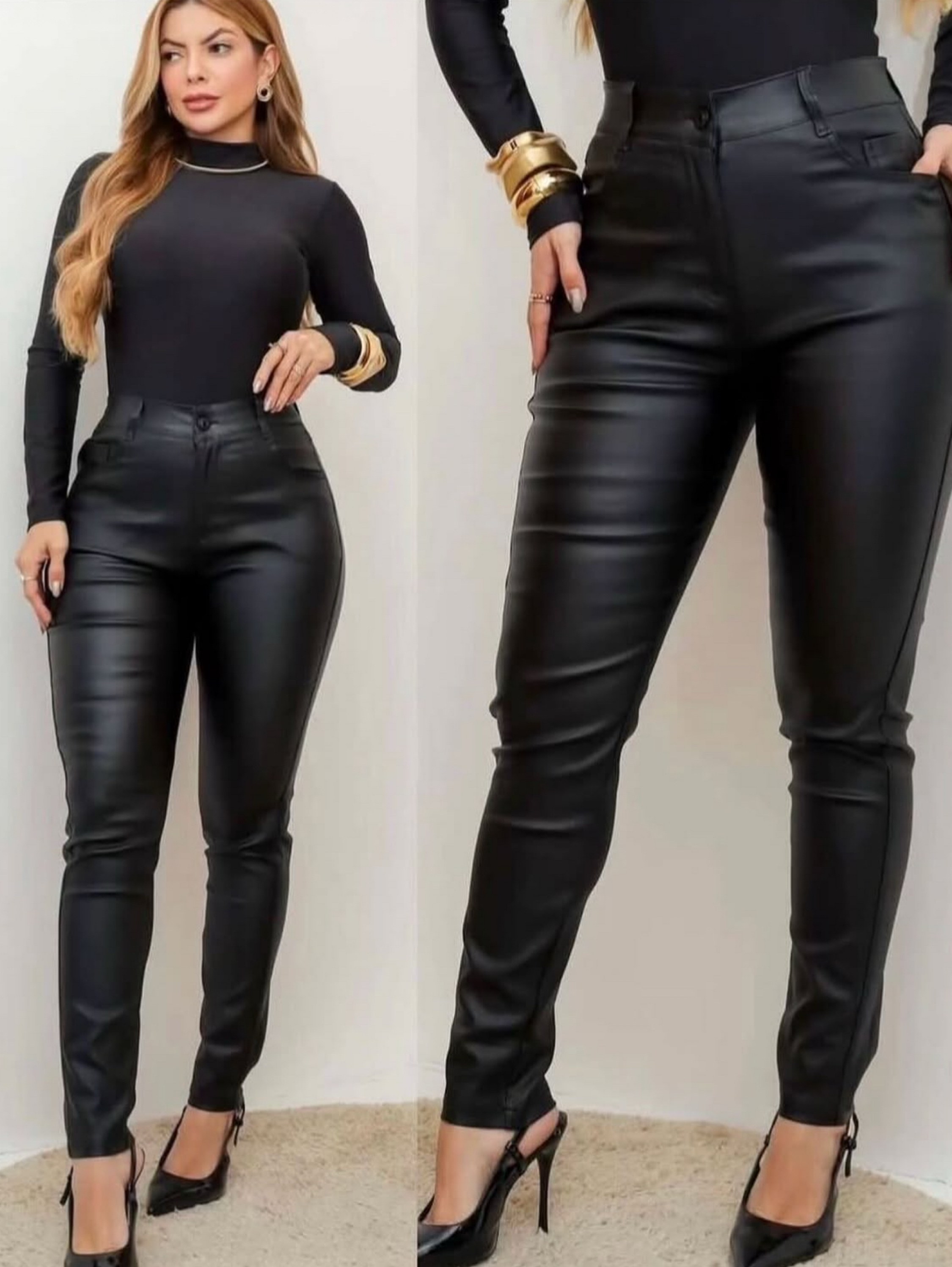 Calça resinada flanelado so preta