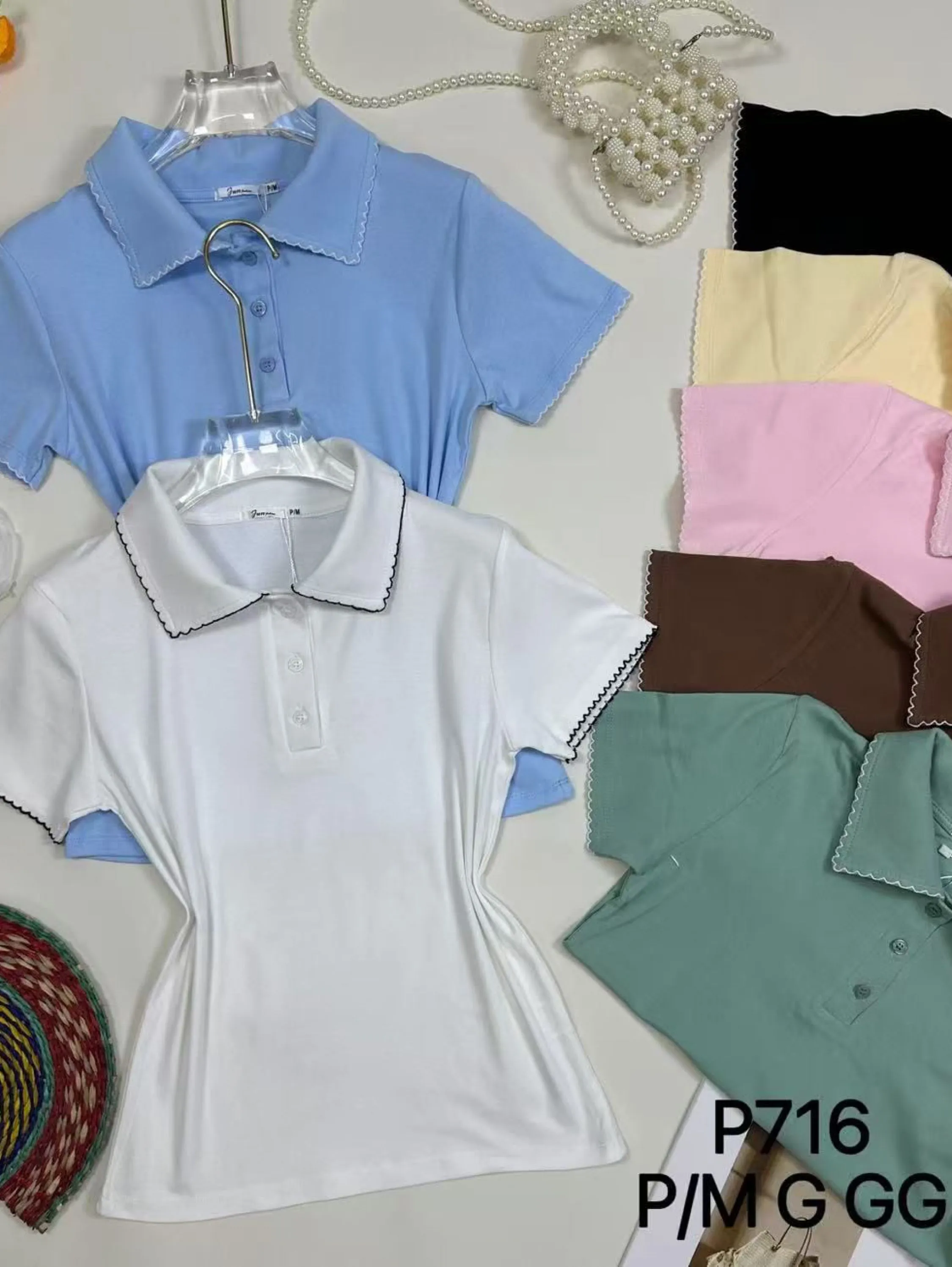 T shirt algodão gola polo