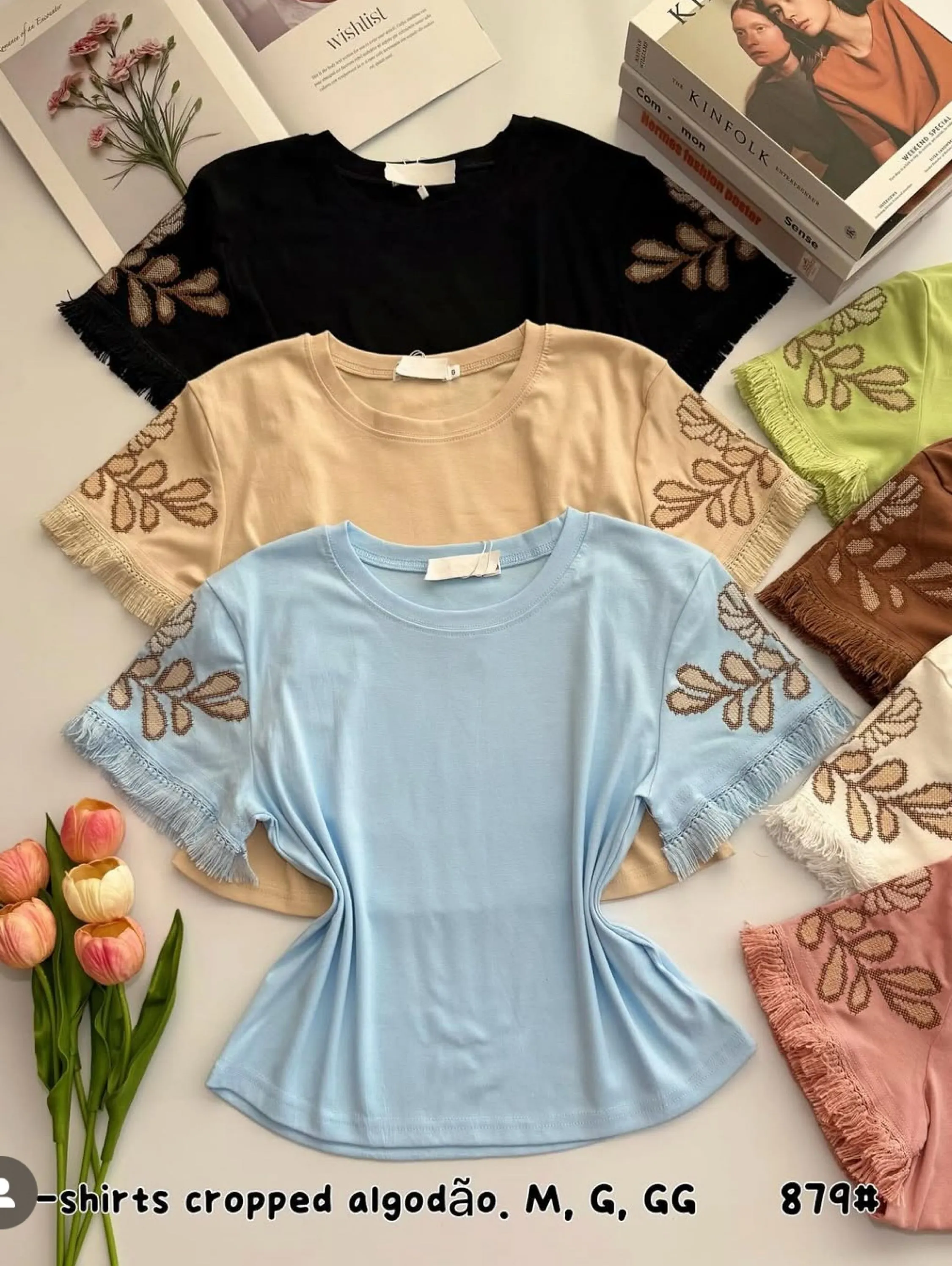 T shirt Cropped de algodão