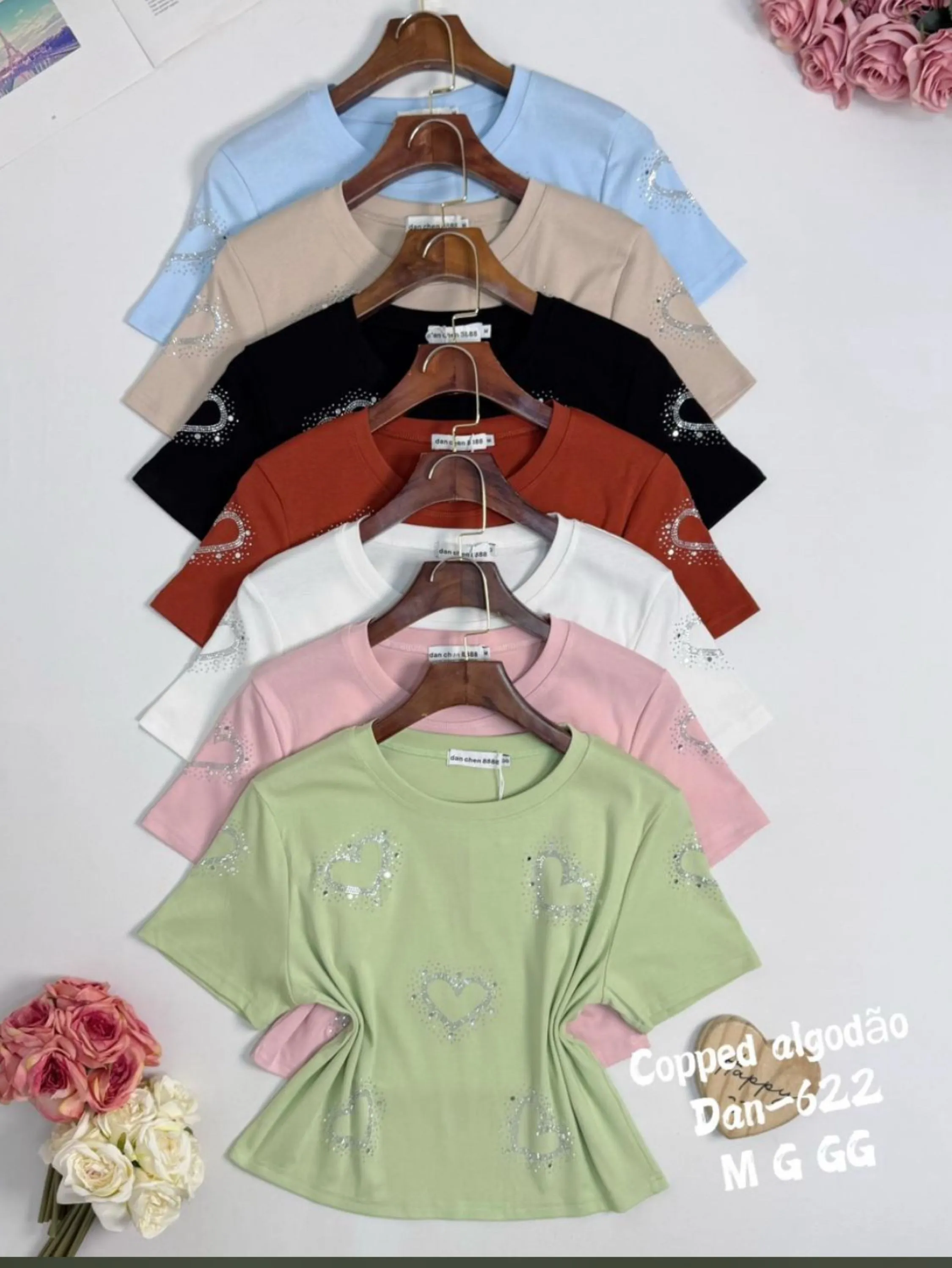 T shirt cropped de algodão