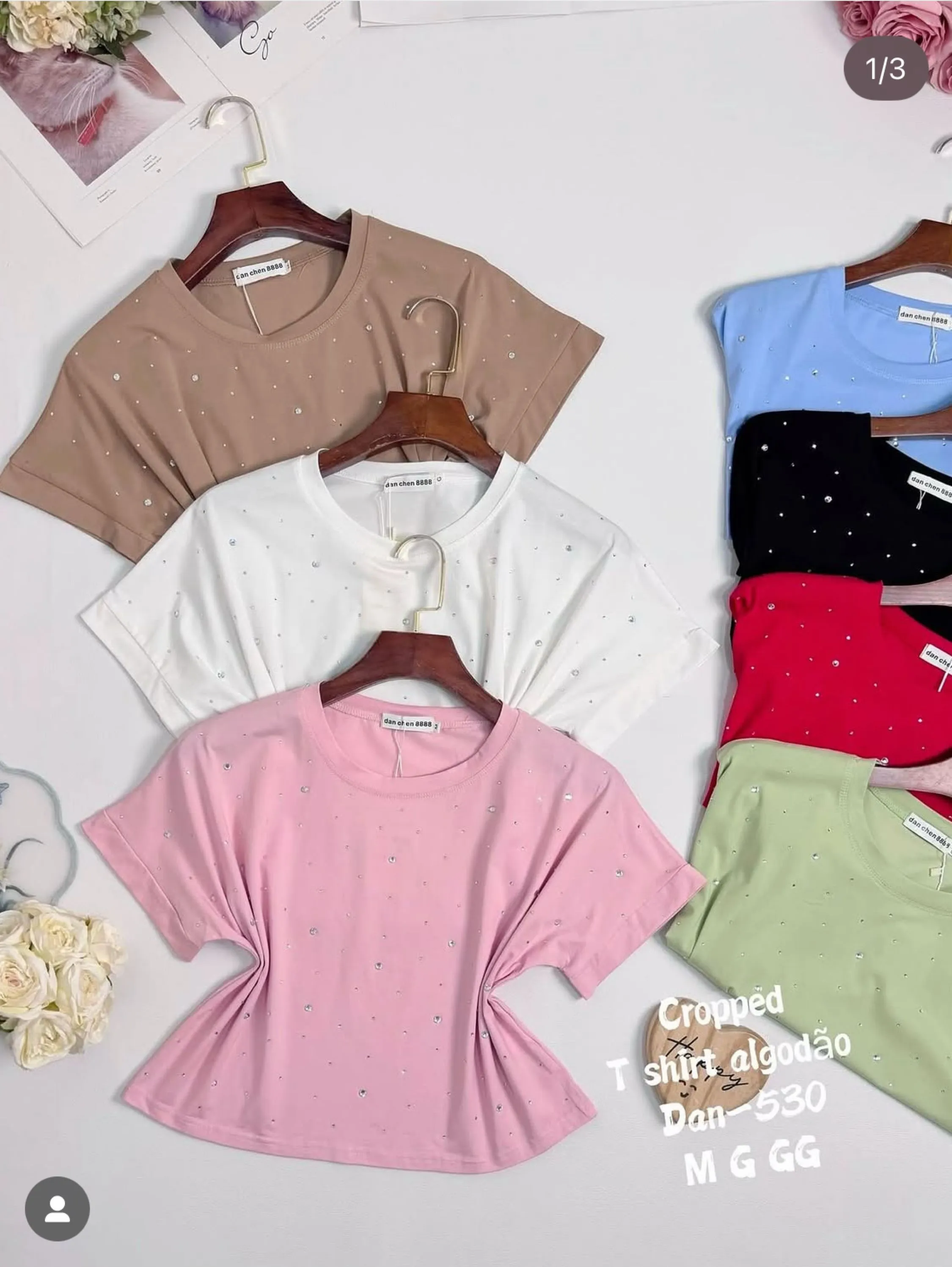 T shirt cropped de brilho