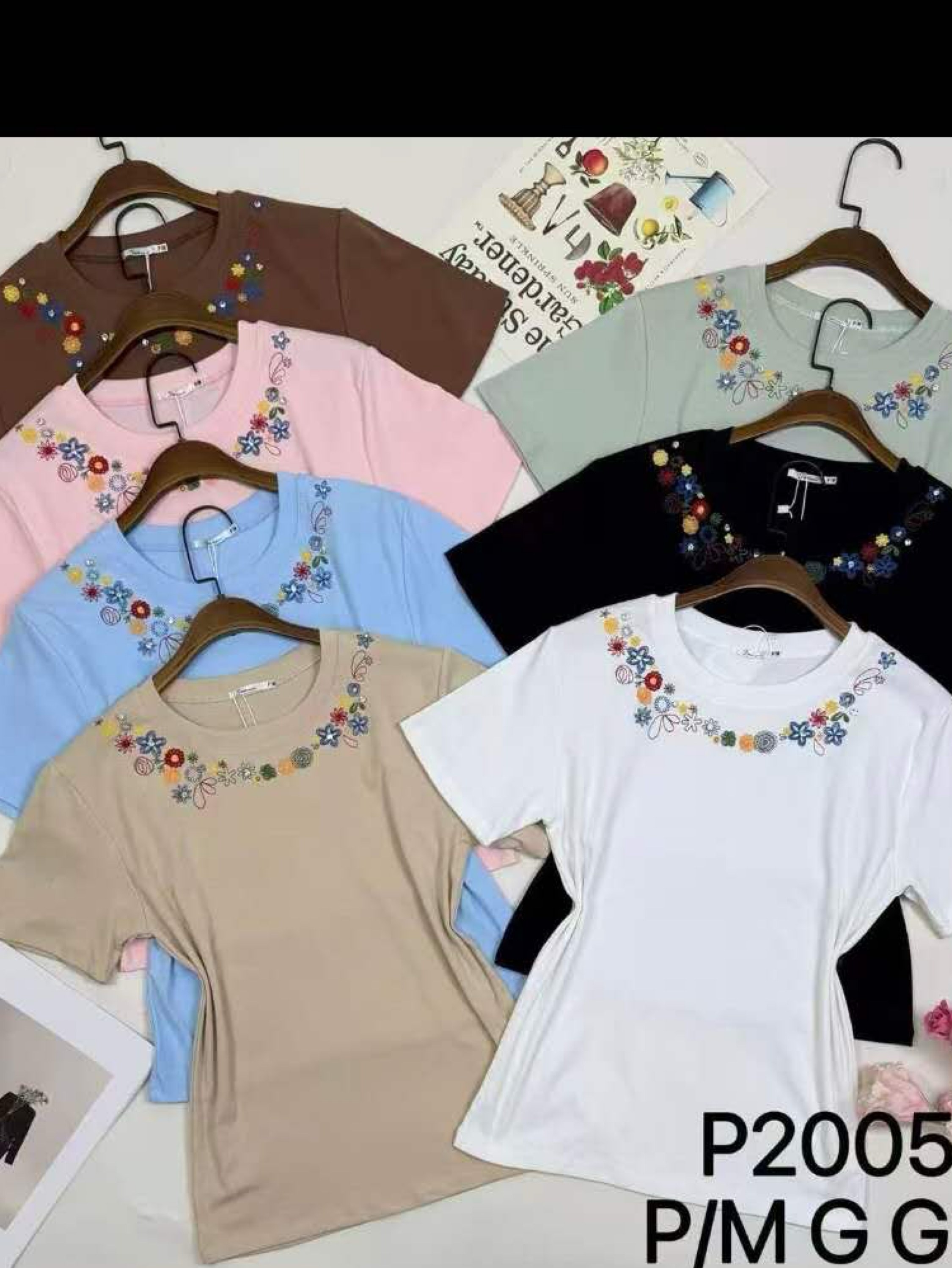 T shirt algodão bortado