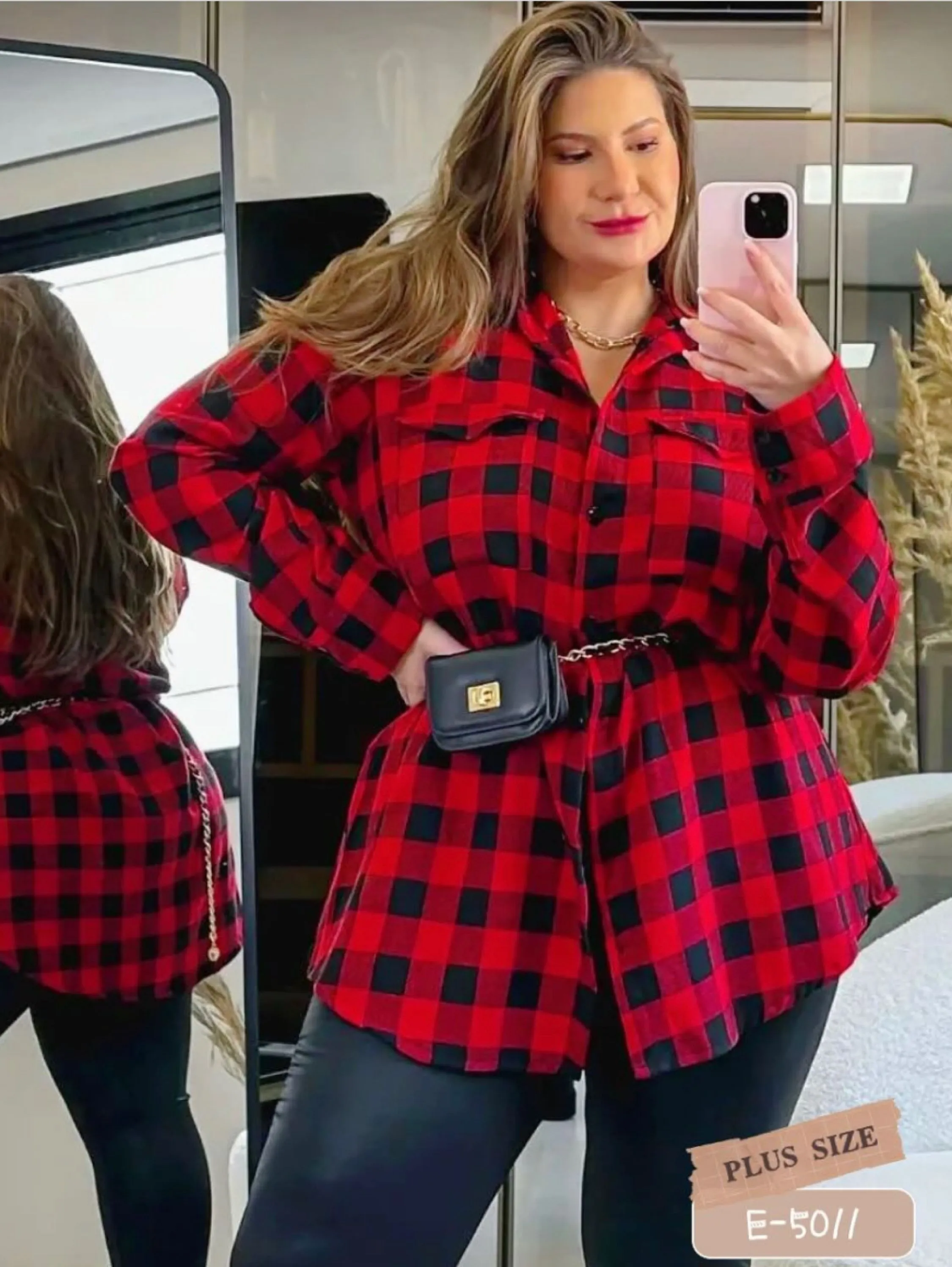 Camisa xadrez plus