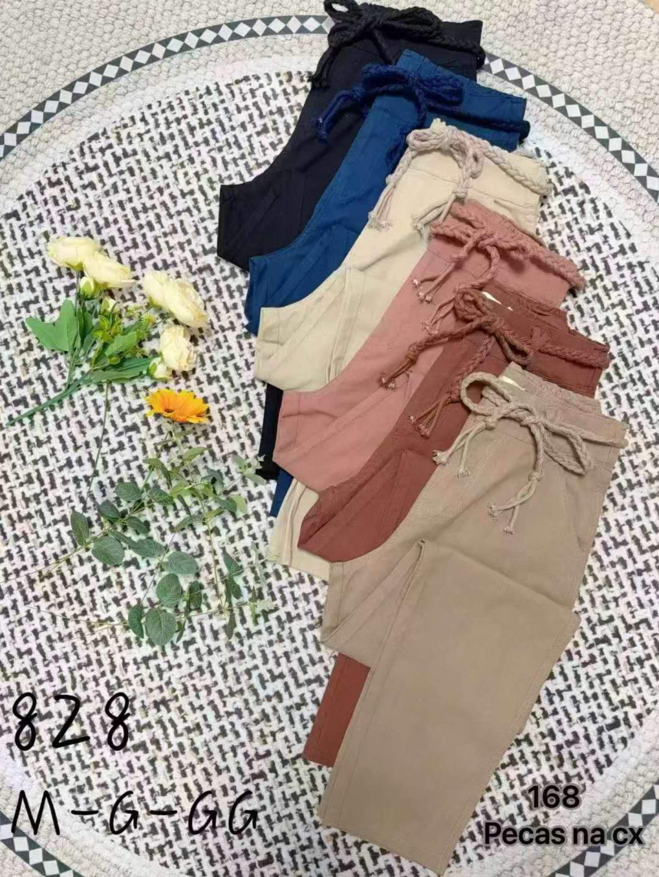 Calça linho com cinto