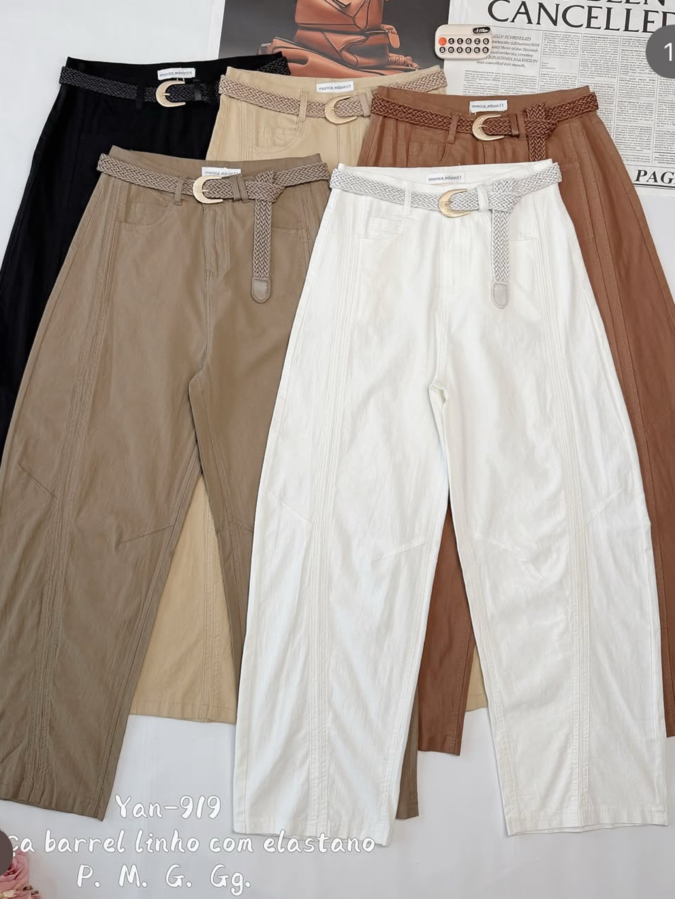 Calça linho de barrel