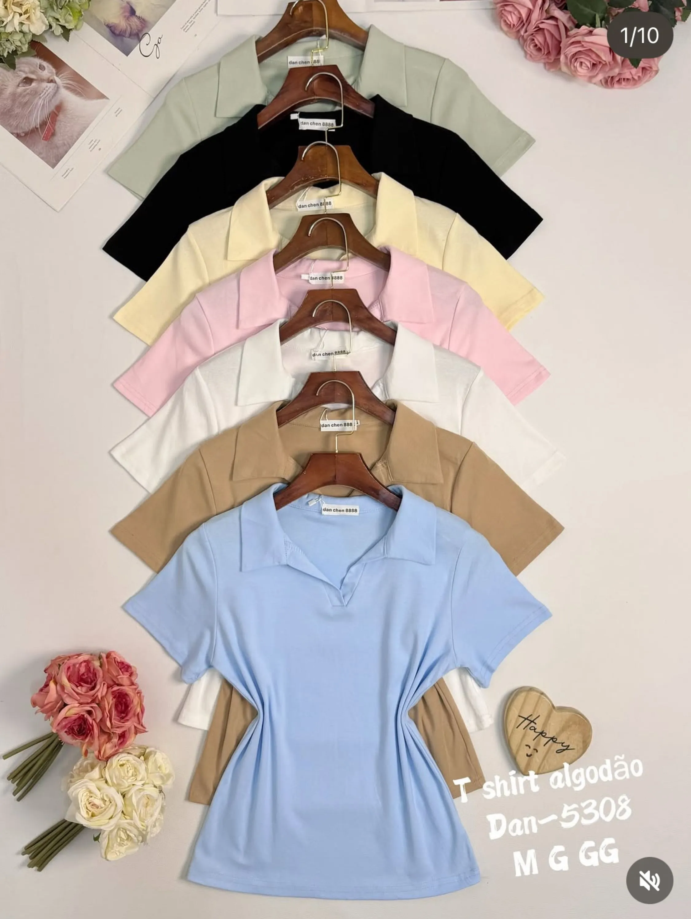 T shirt algodão gola polo