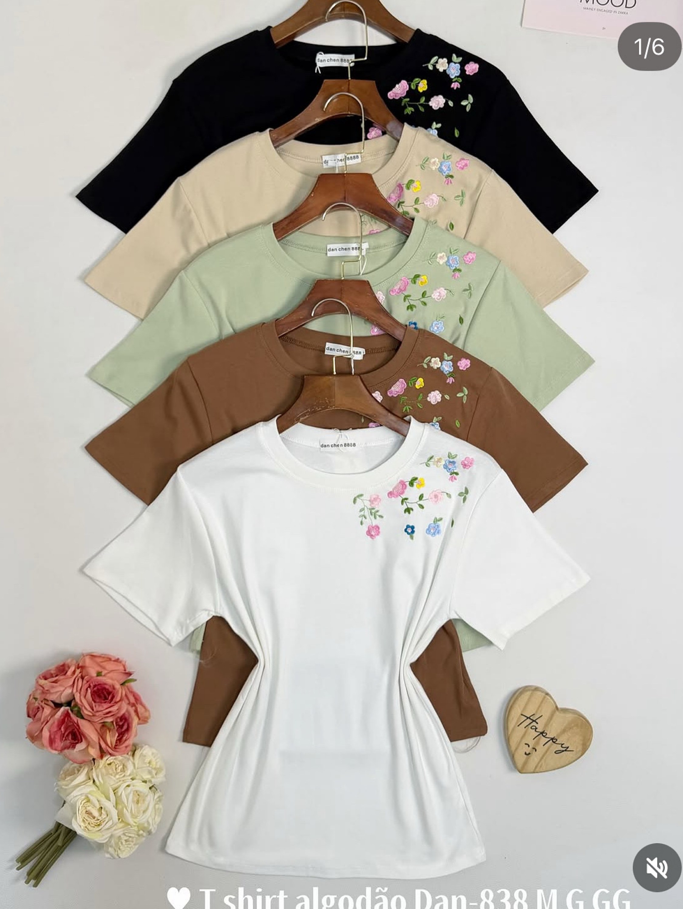 T shirt algodão bortado