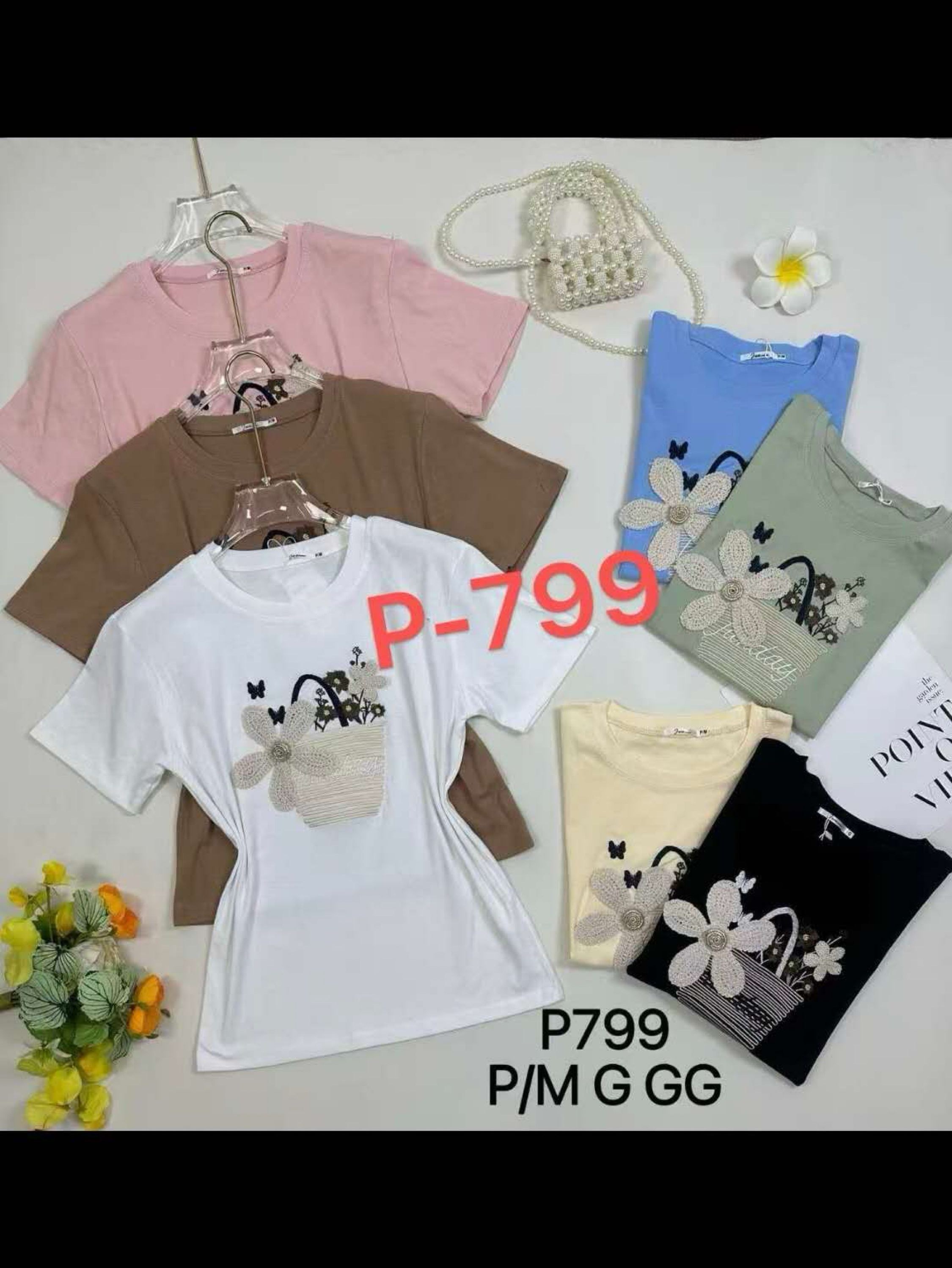 T shirt algodão manga bortado