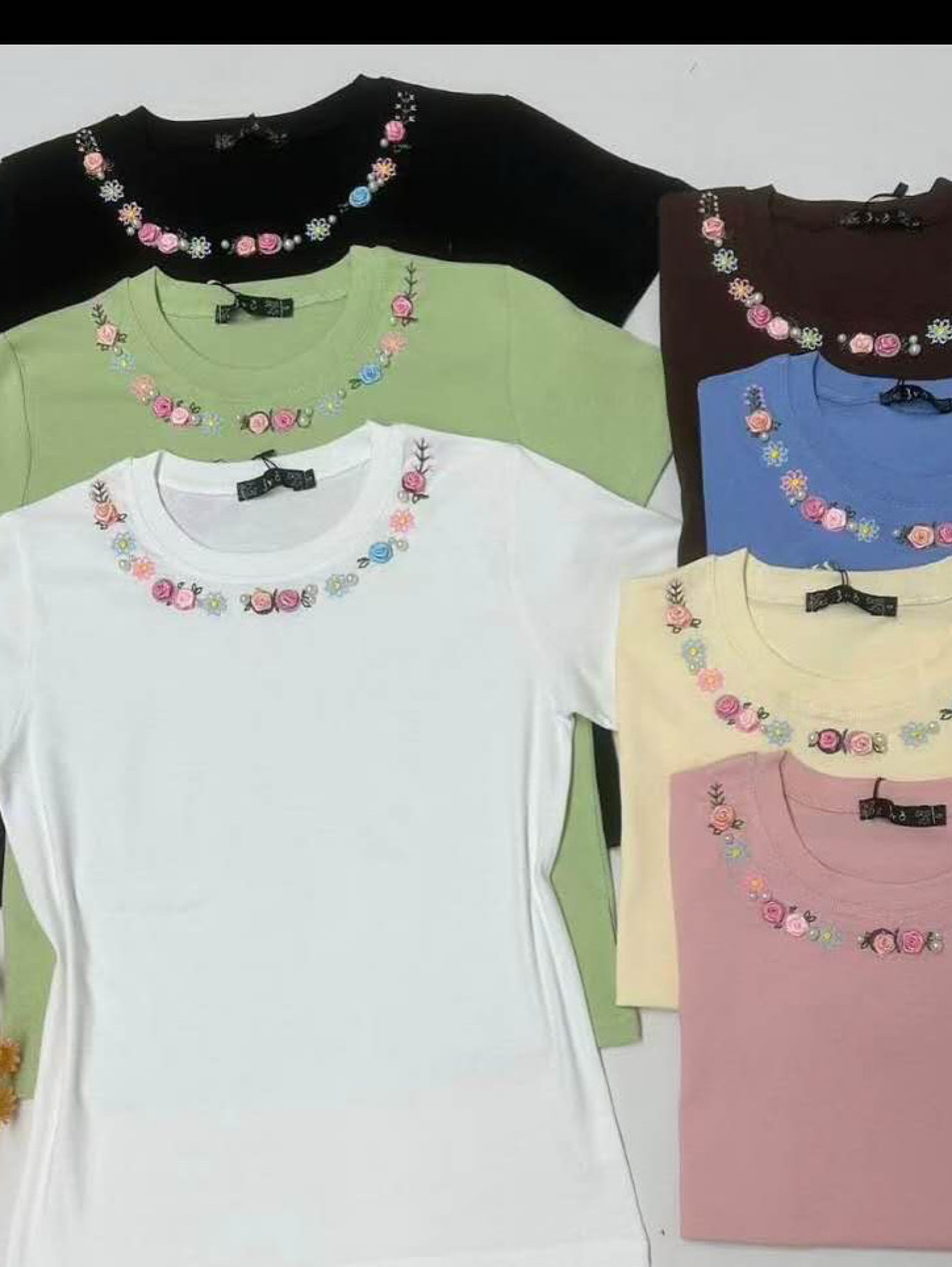 T shirt algodão bortado