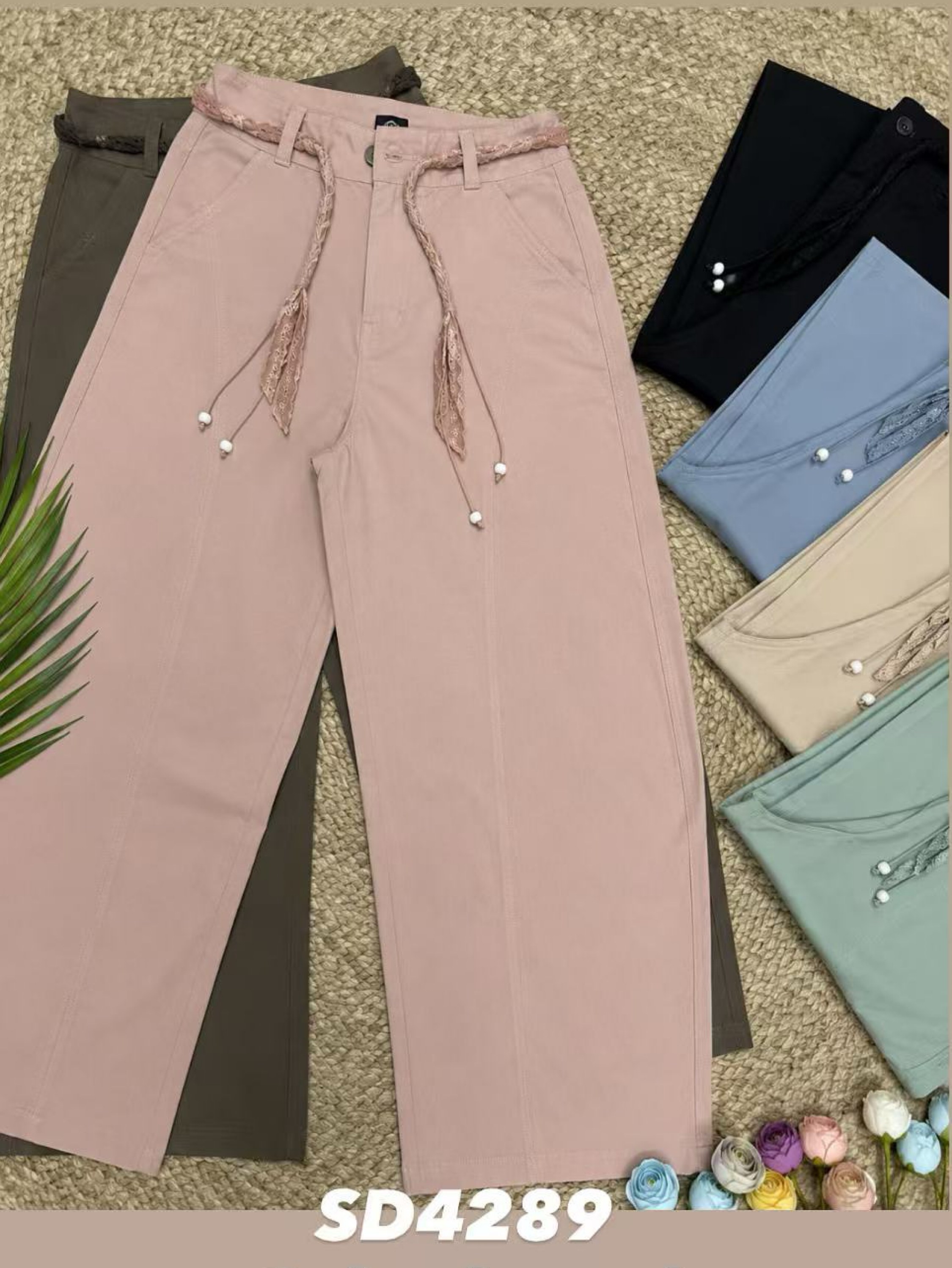 Calça linho barrel vós cinto