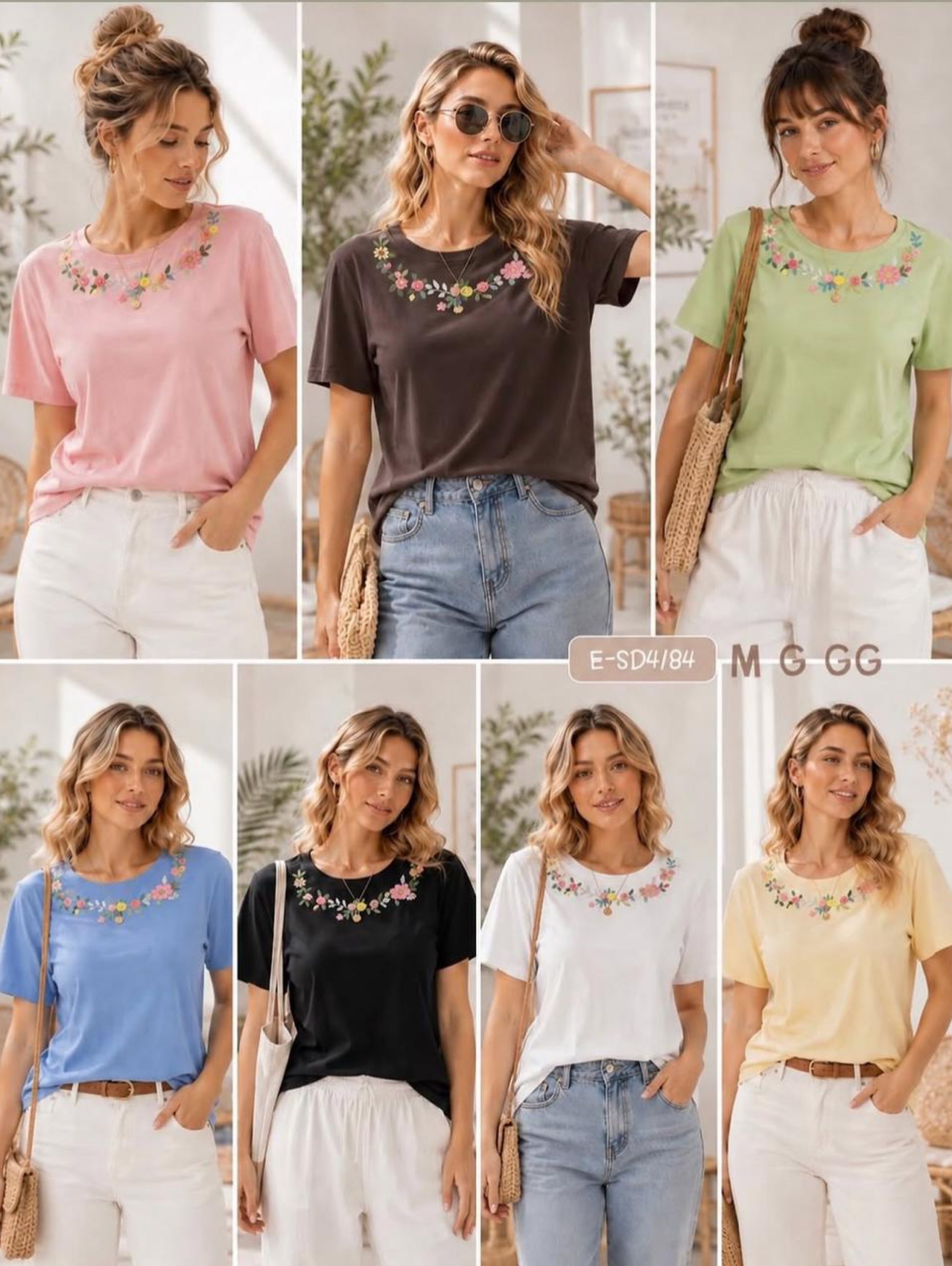 T shirt algodão bortado
