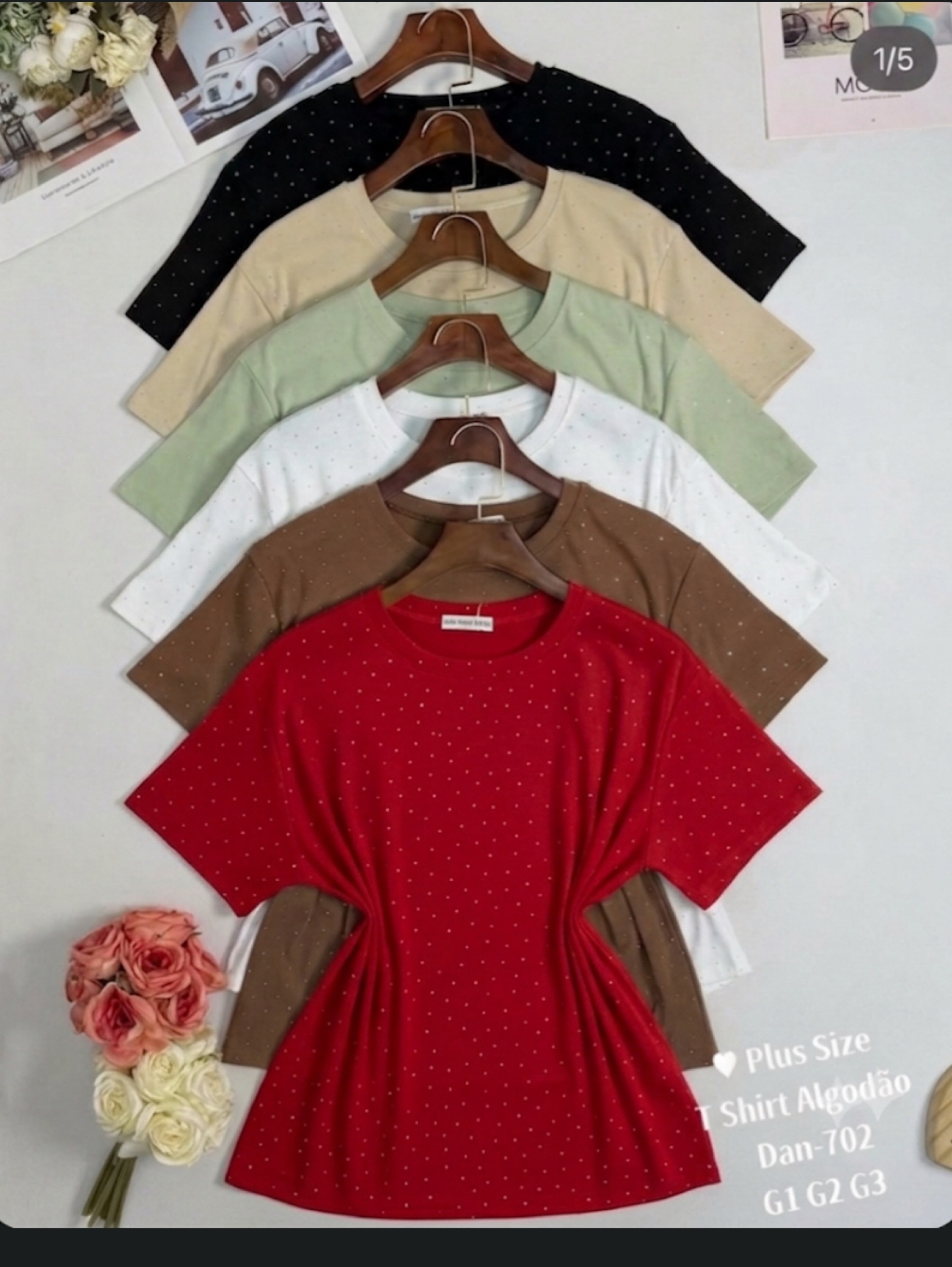 T shirt com brilho plus size