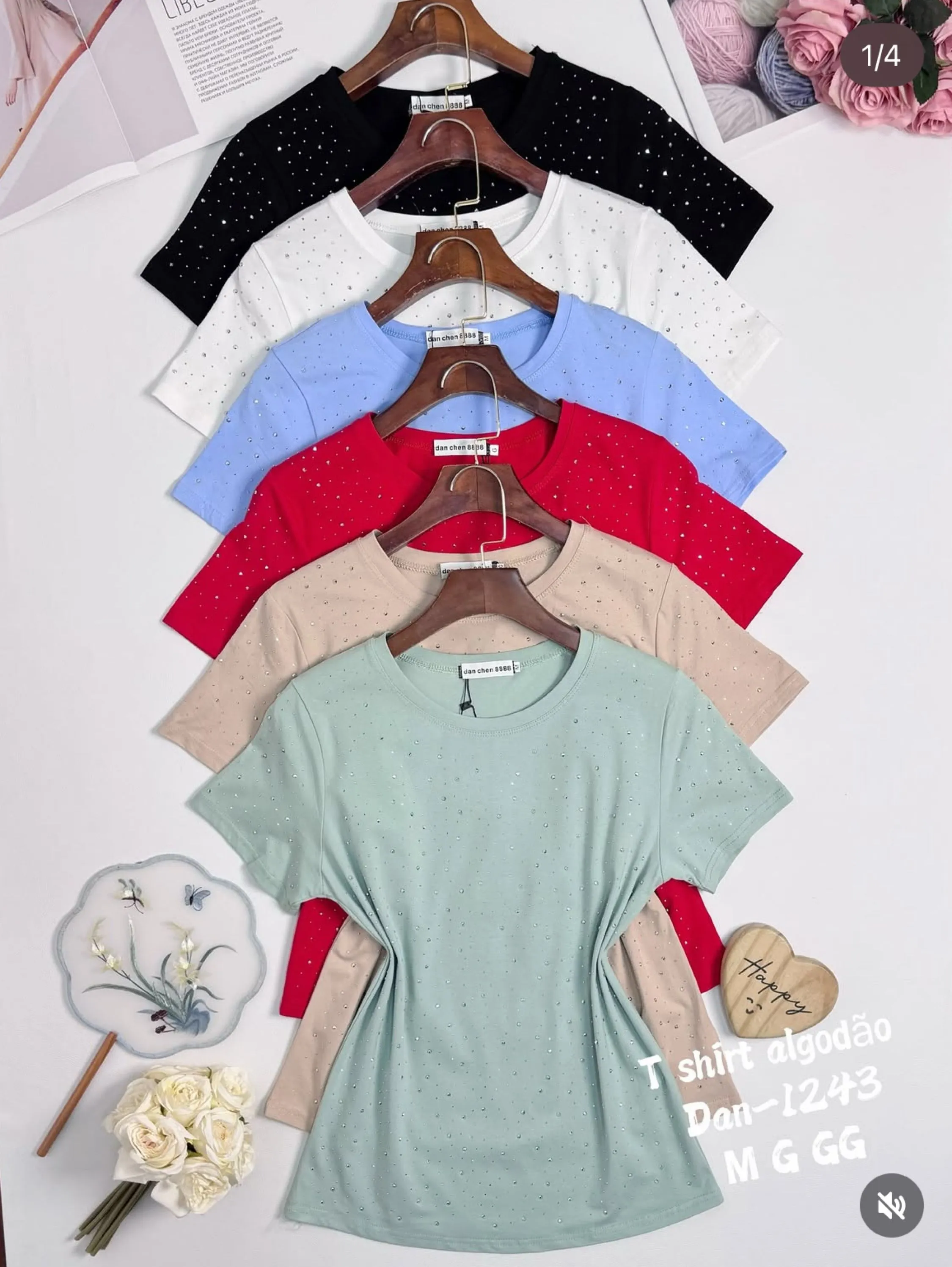 T shirt de algodão com brilho