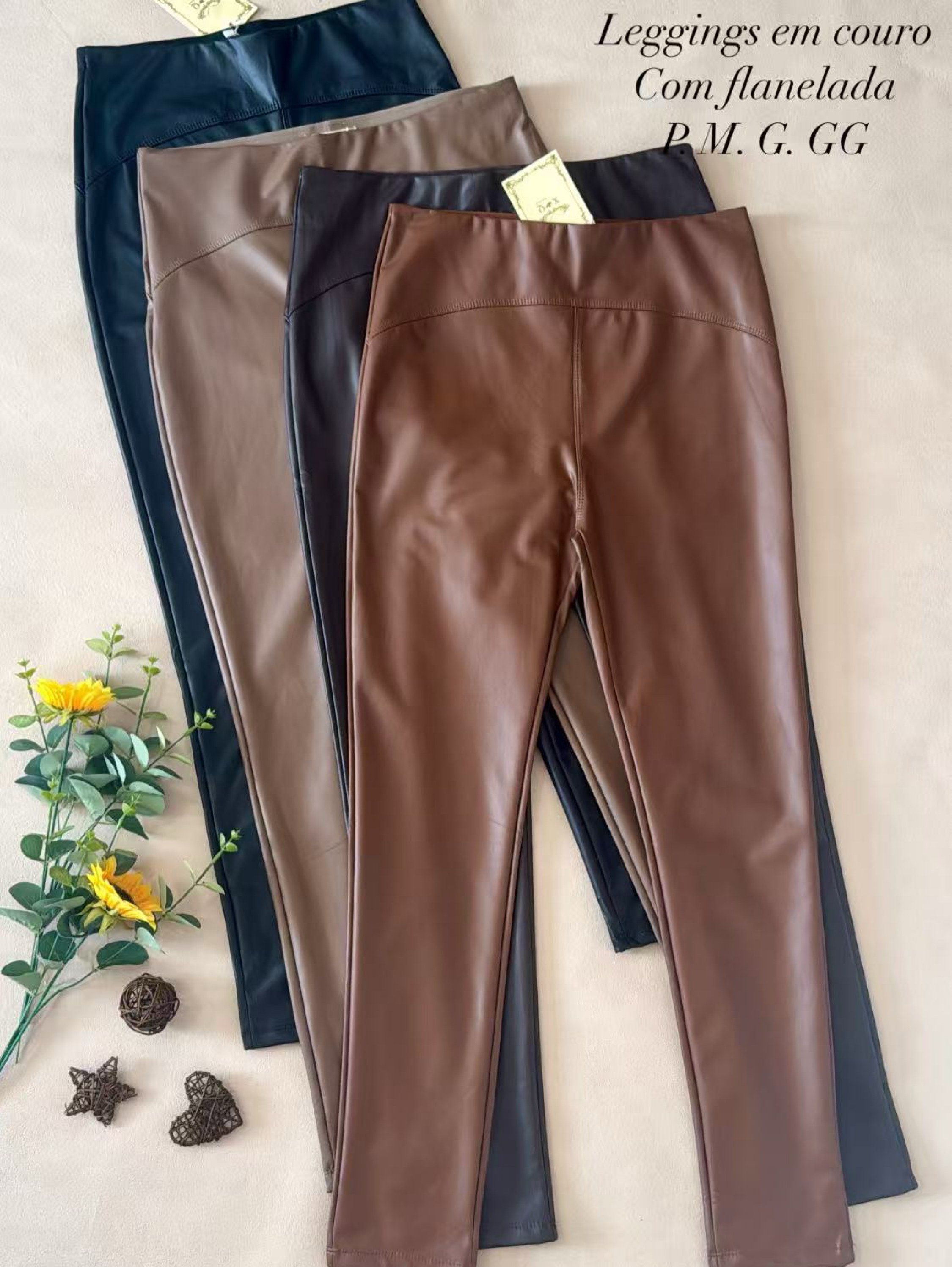 Calça legging de couro flanealdo