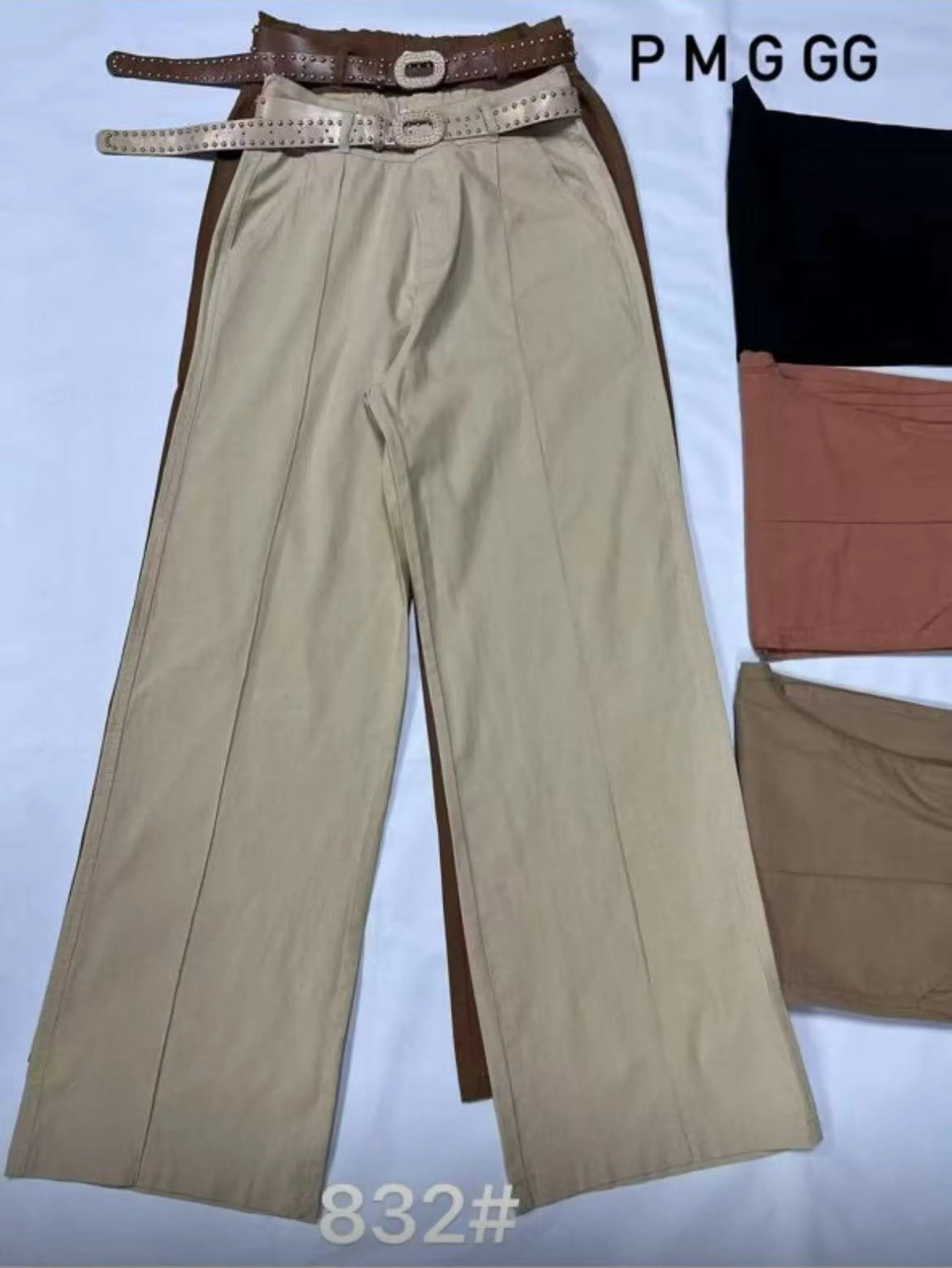 Calça linho pantalona com cinto