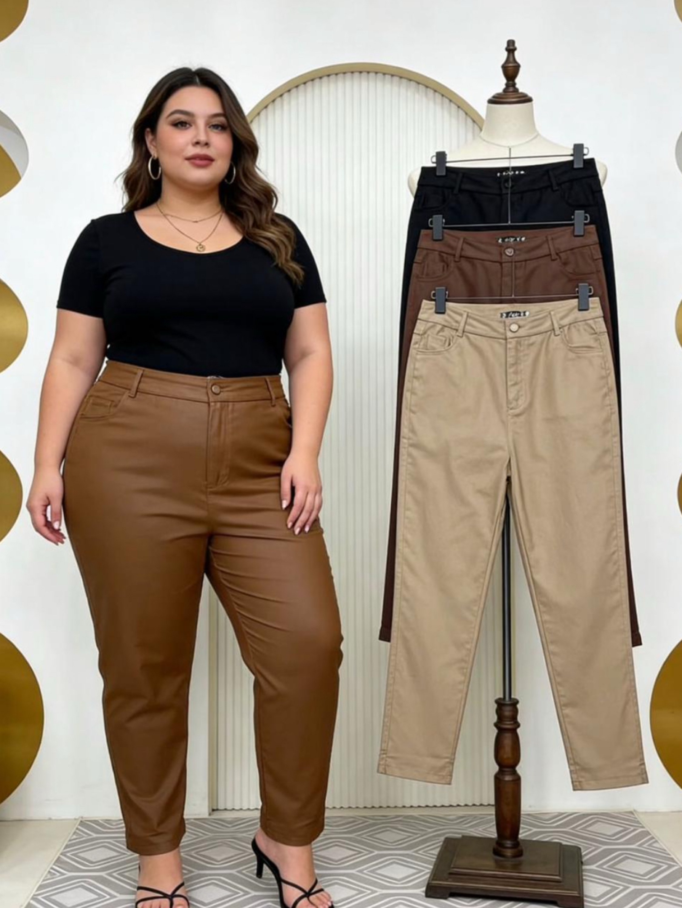 Calça resinada plus size