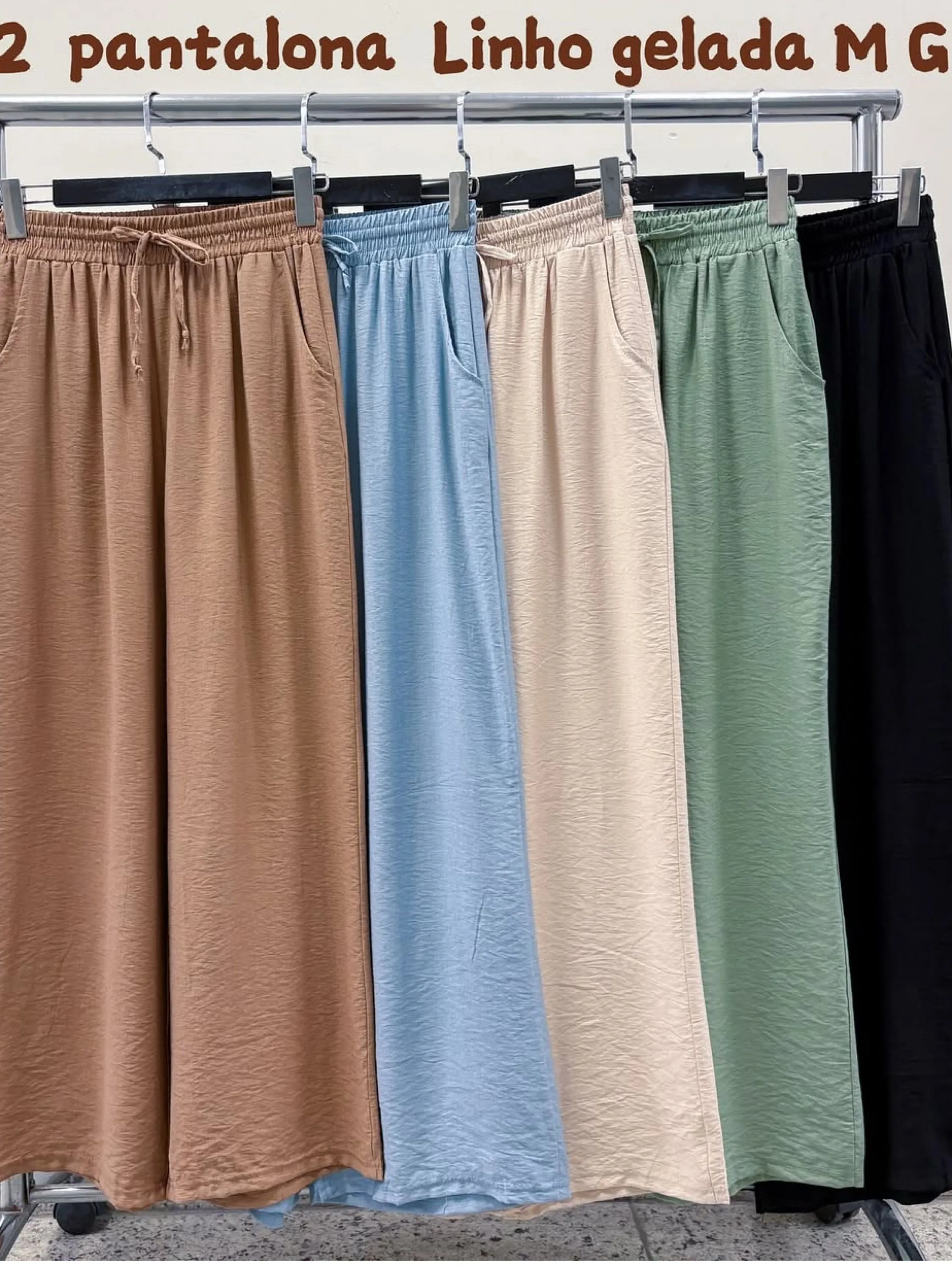 Calça pantalona de linho