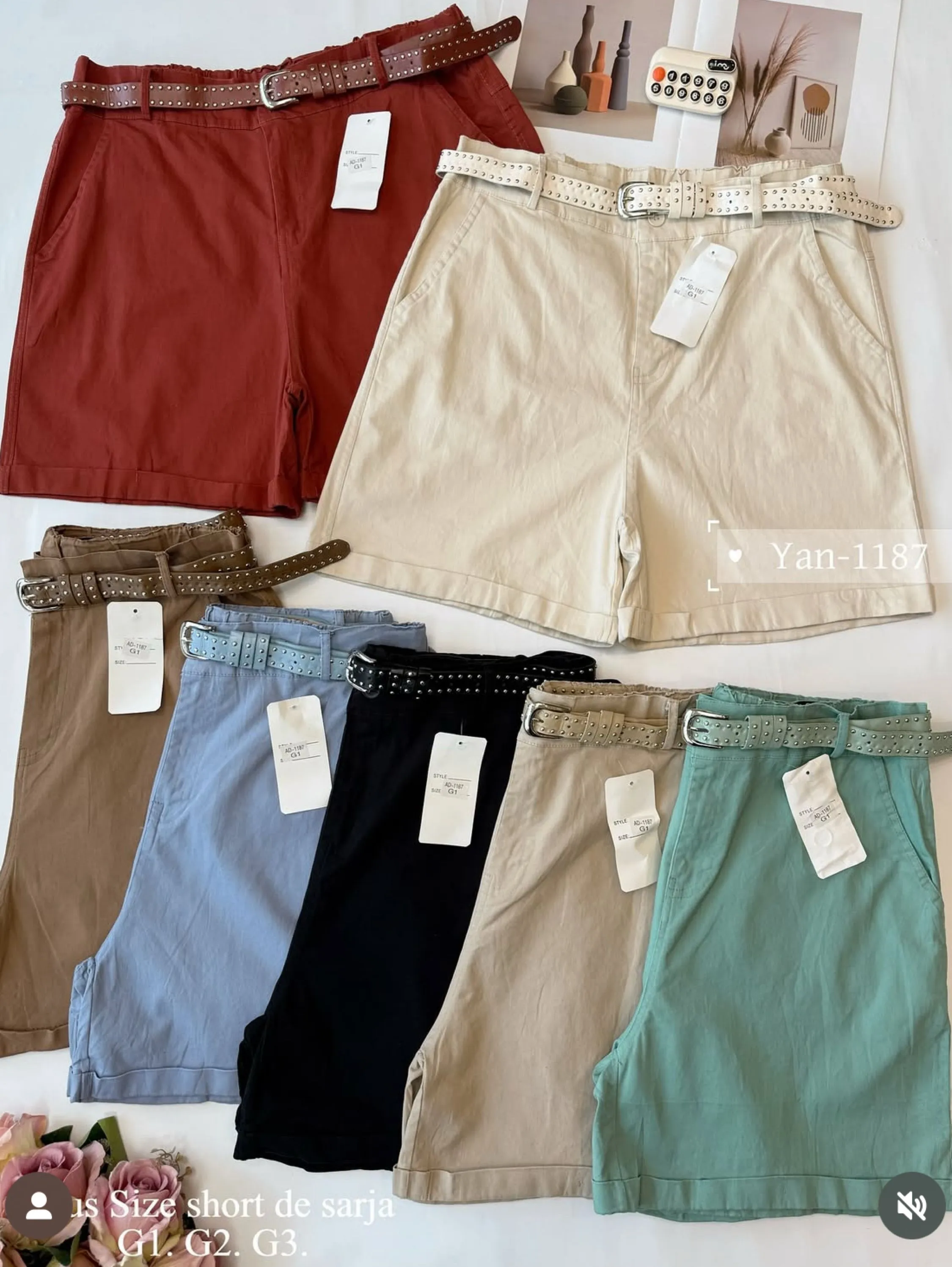 Short sarja com cinto