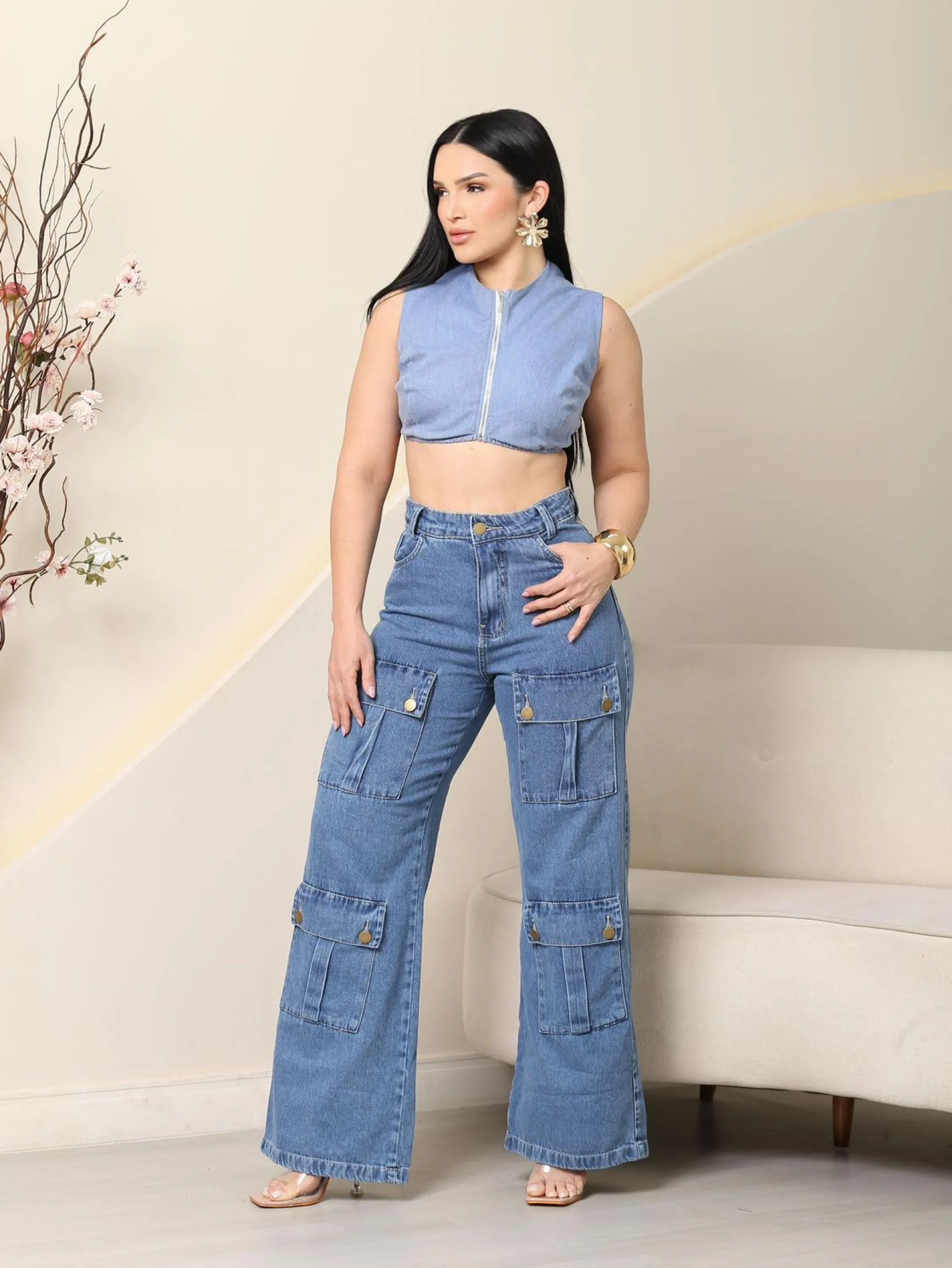 Calça Cargo Jeans