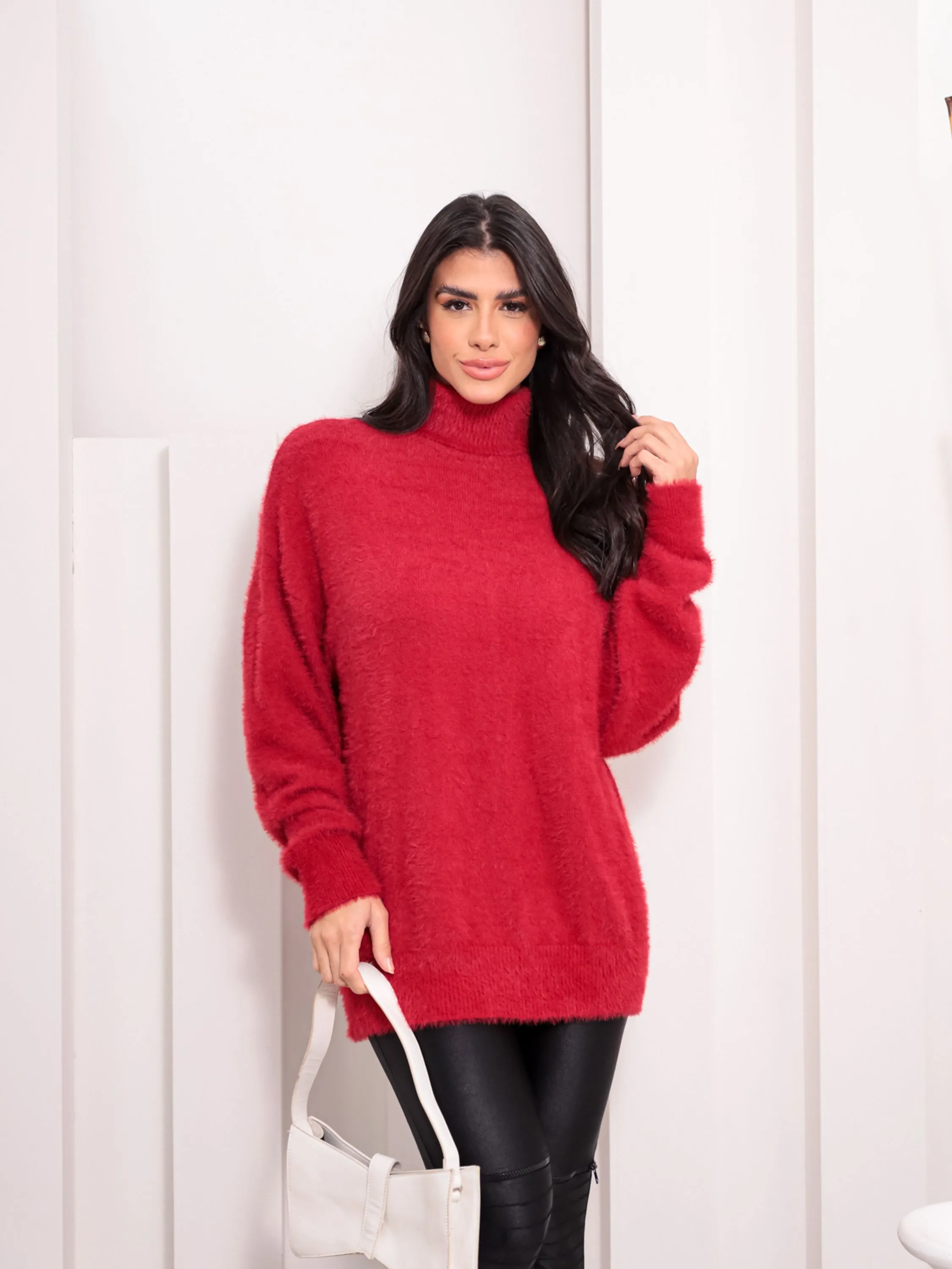 Suéter Camisolas Gola Alta Femenino Blusa Inverno