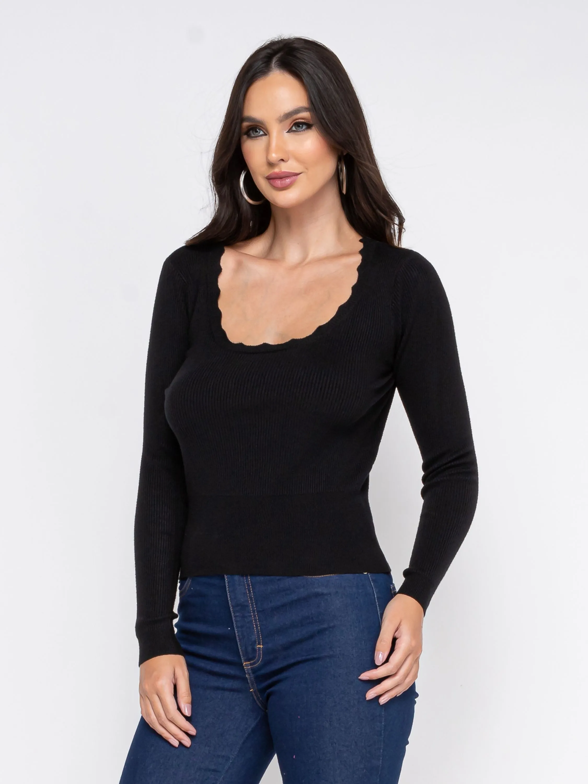 Blusa De Lã Suéteres Feminina Com Manga Longa