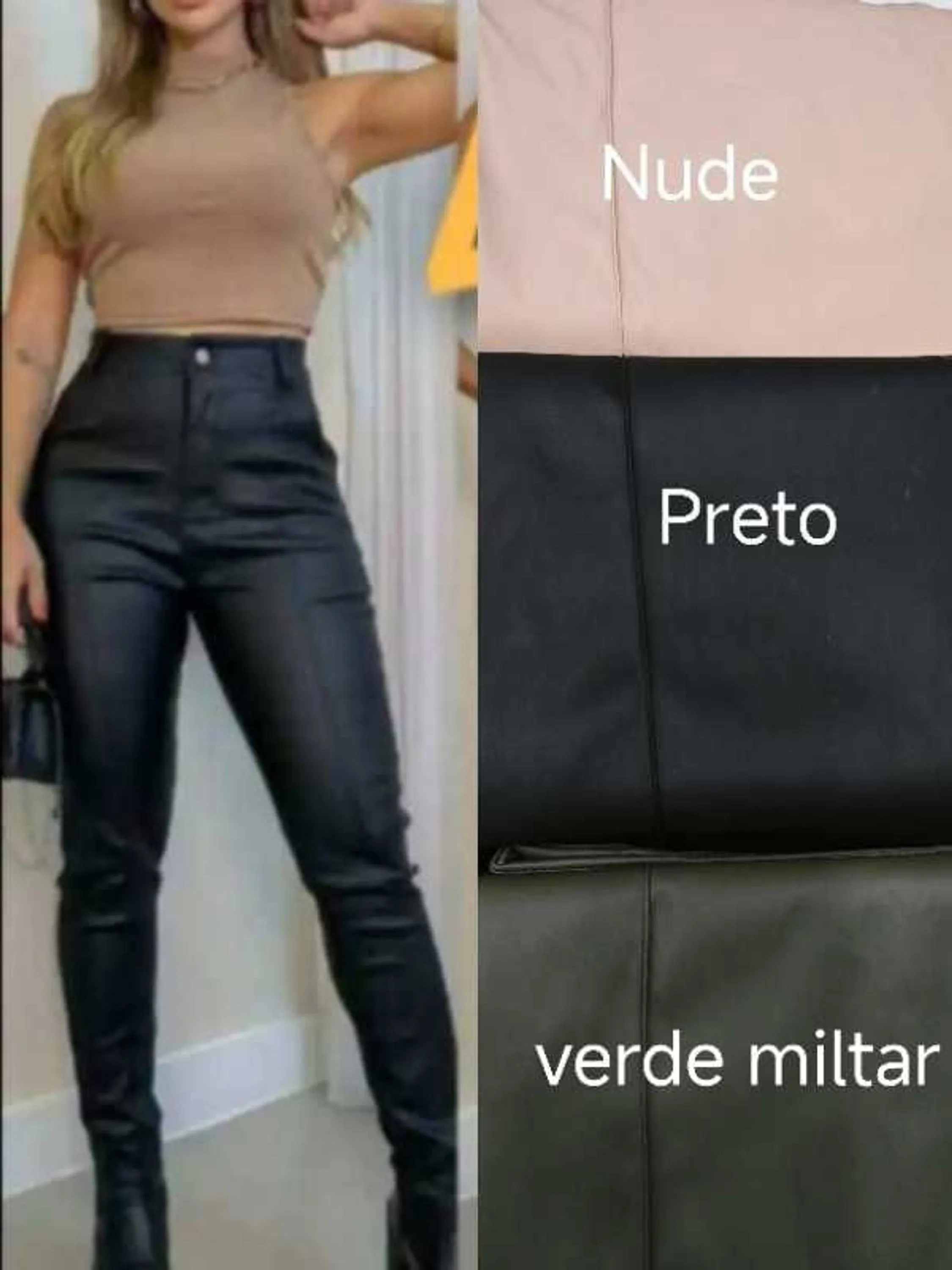 Calça skinny couro fake