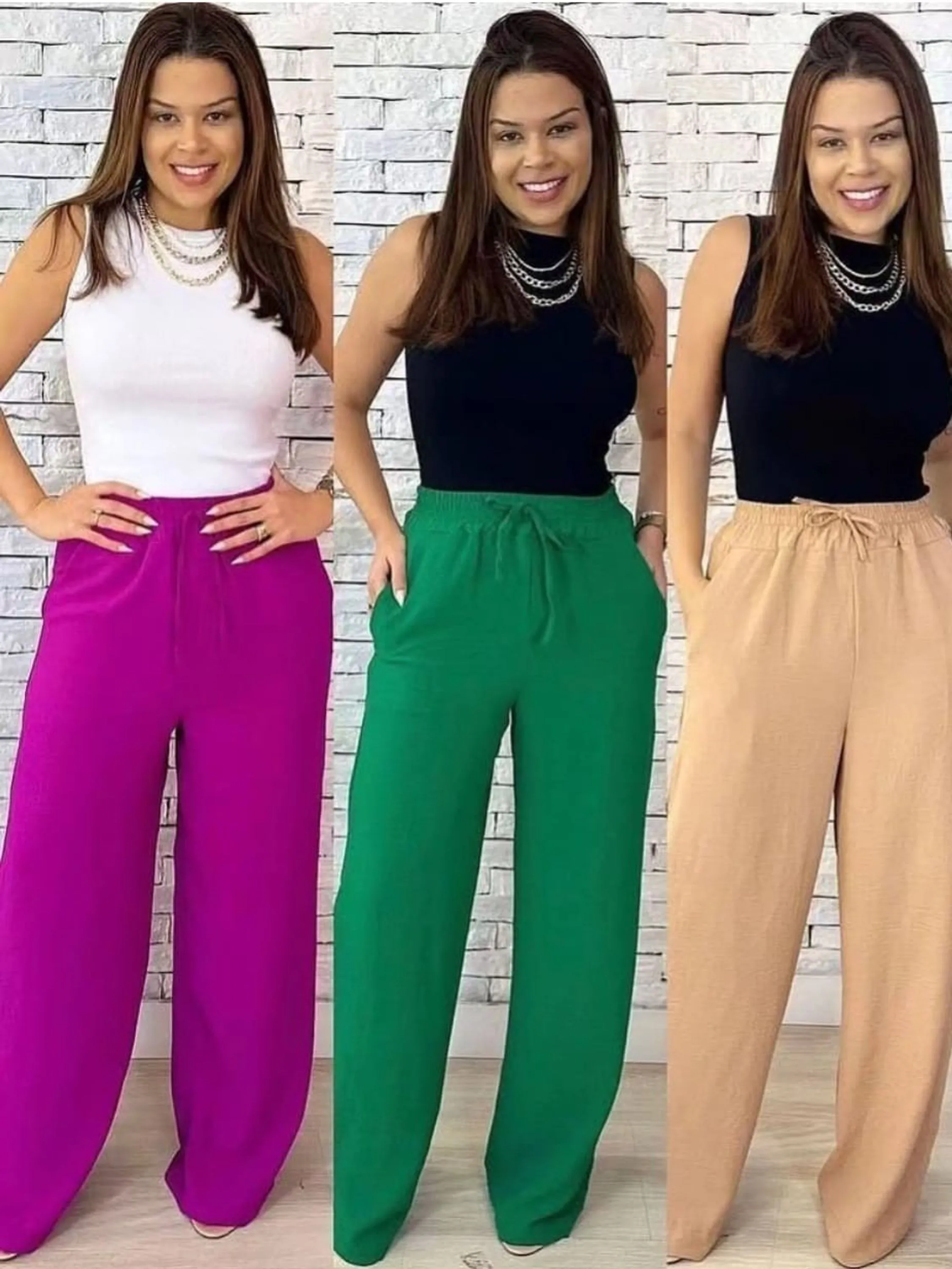 Calça pantalona em Duna