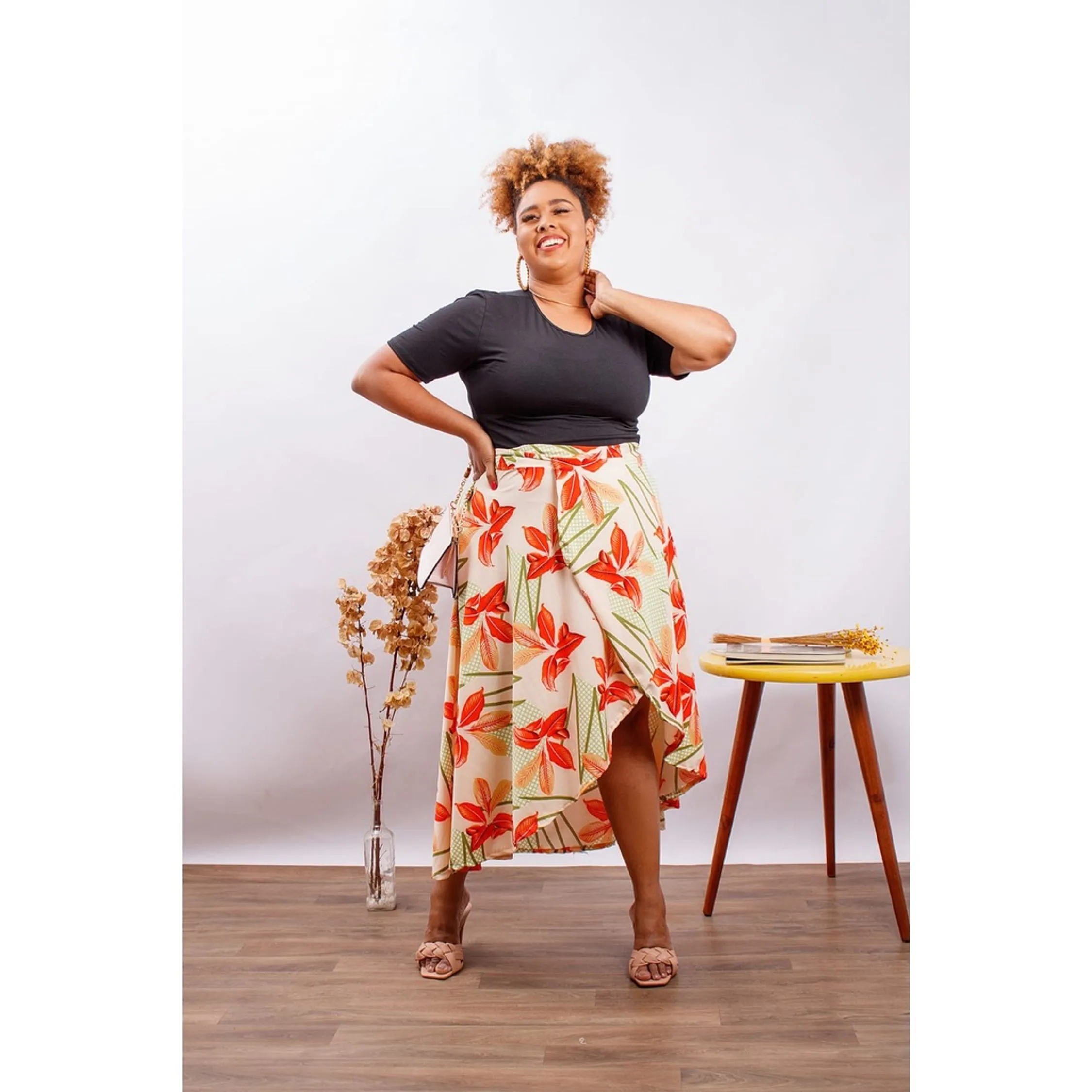 Saia Envelope Estampada Tamanho Único Plus Size