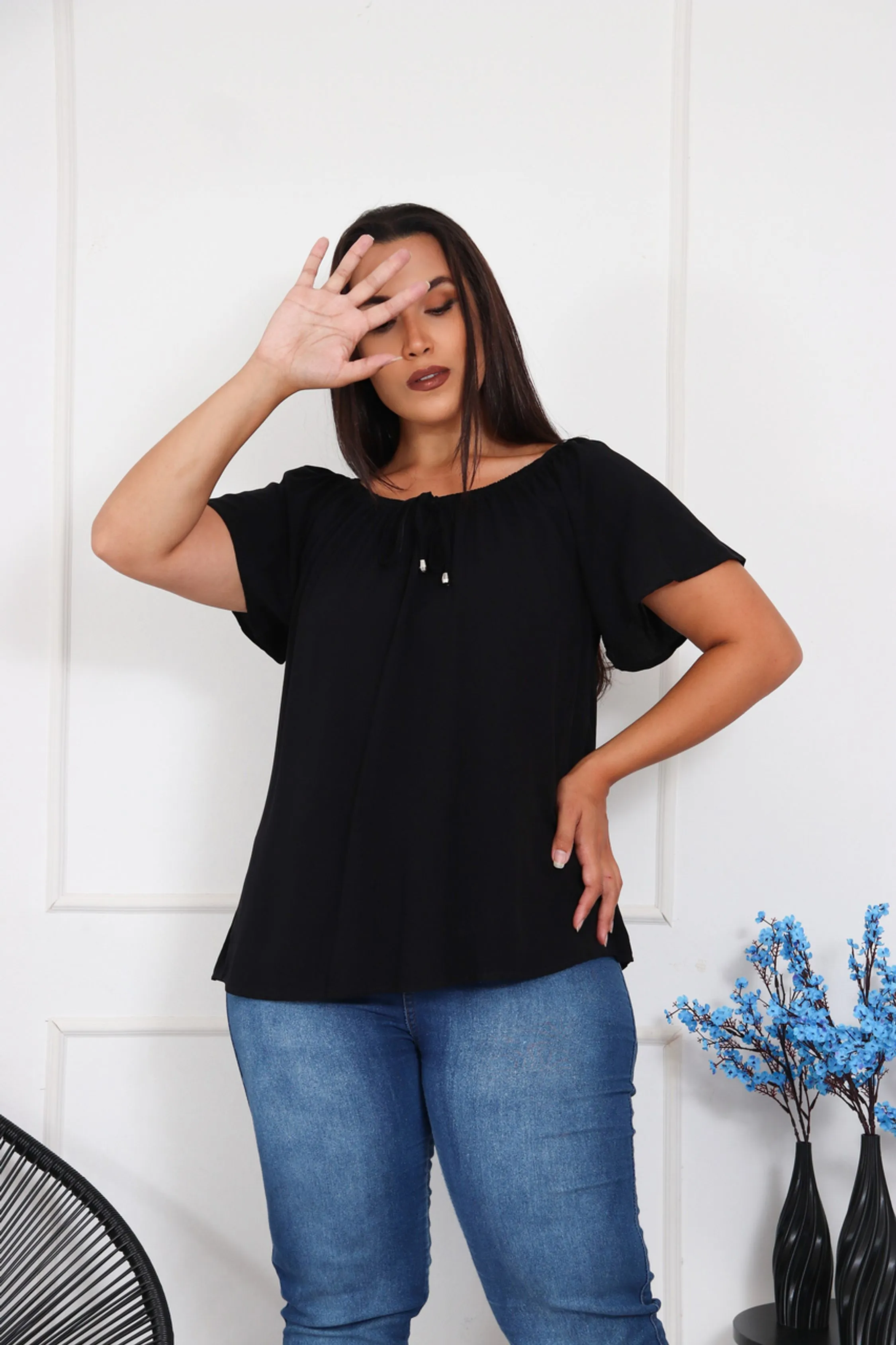 Blusinha Ciganinha  Lisa do M ao G4 Plus Size