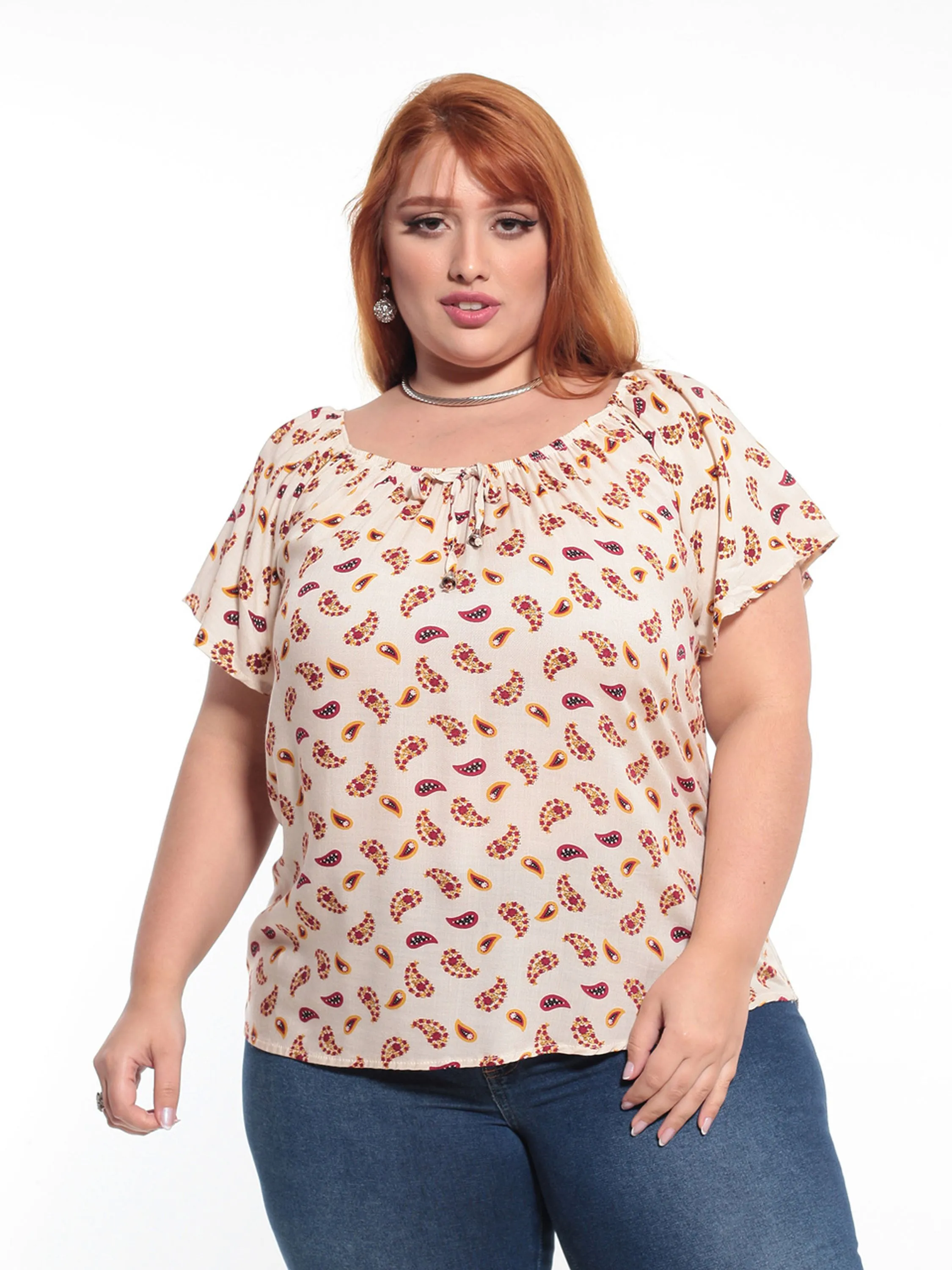 Blusinha Ciganinha  Estampada Viscose - G