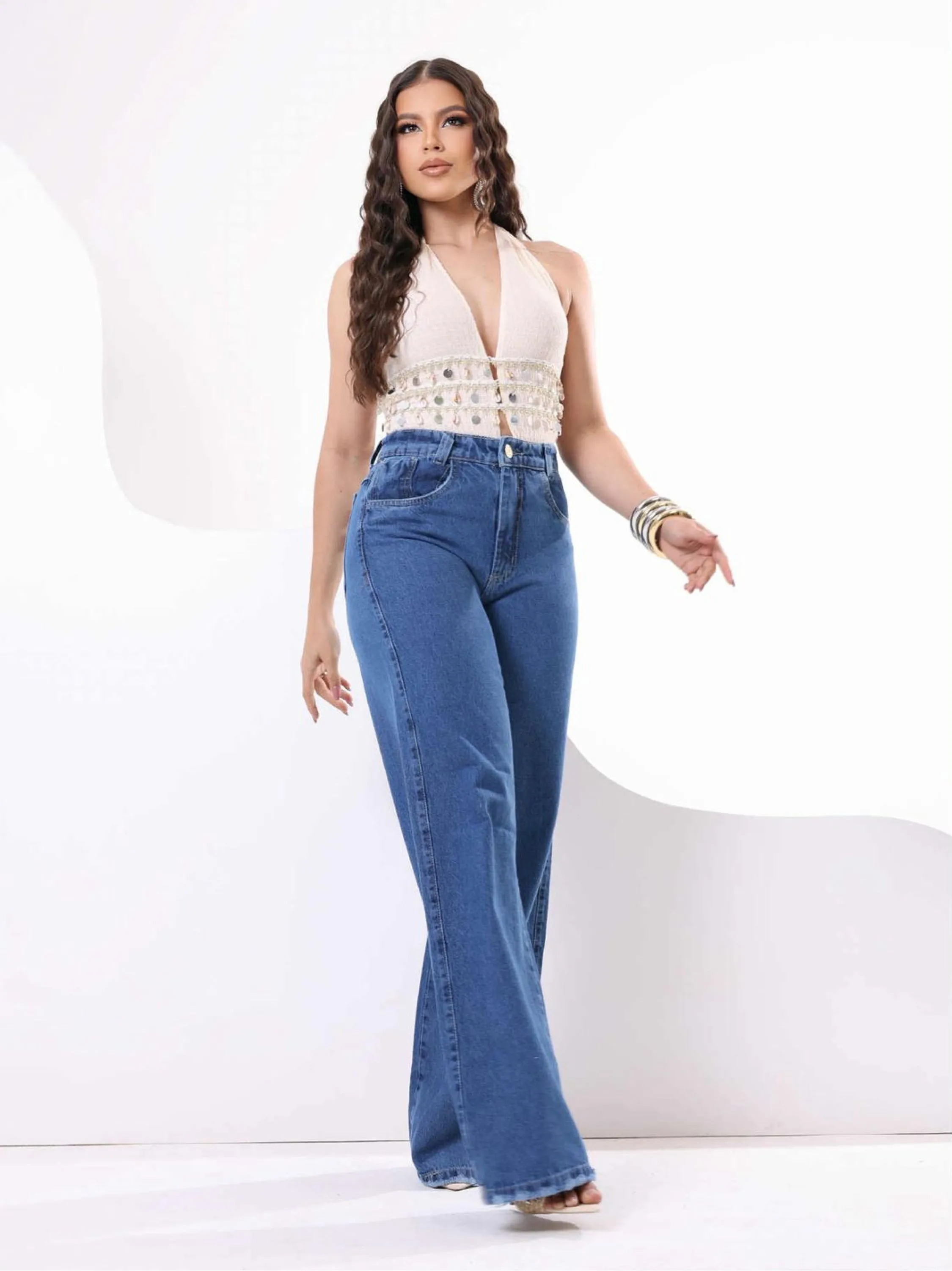 Calça wide leg