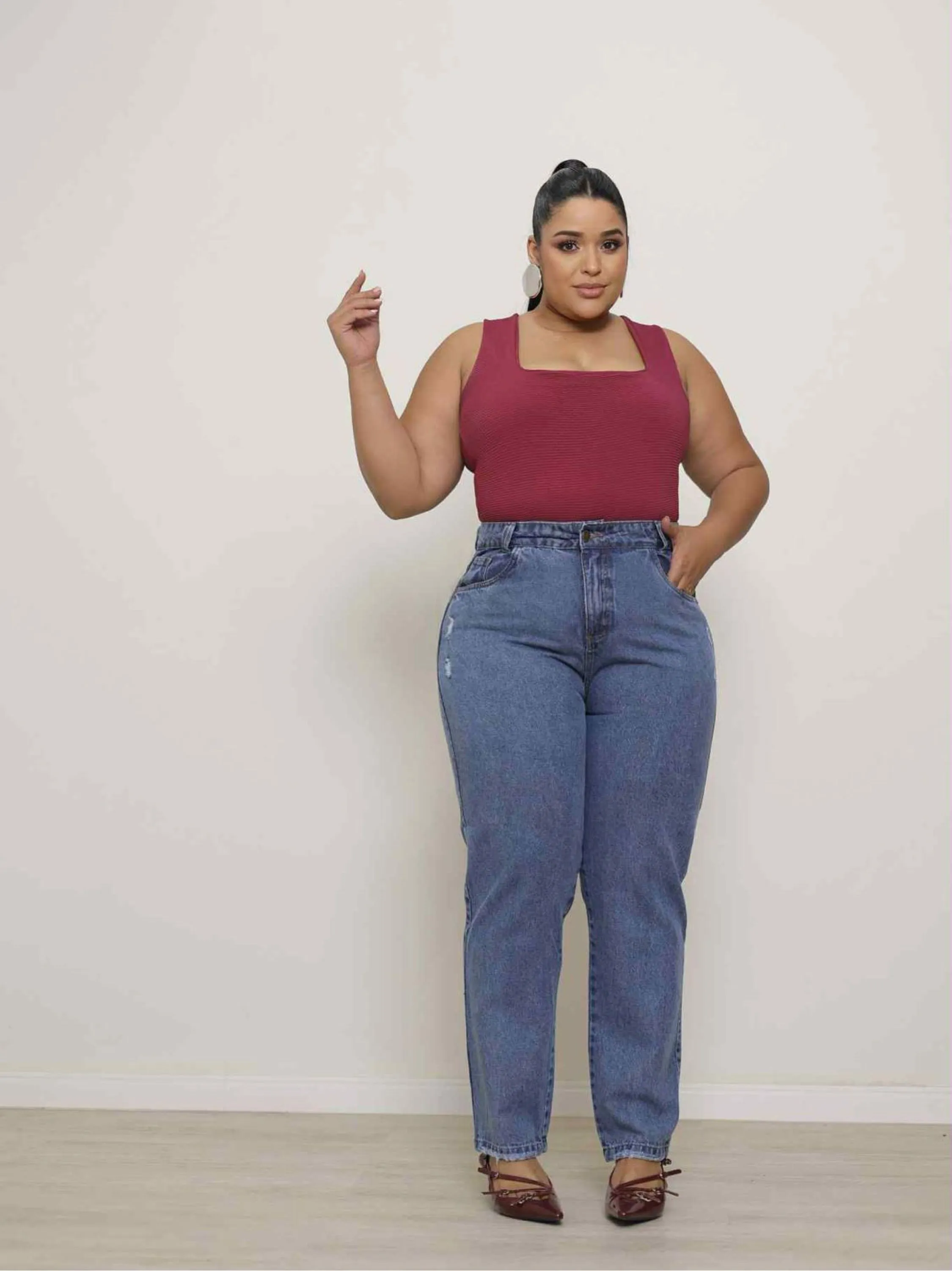 Calça mom jeans sem laicra