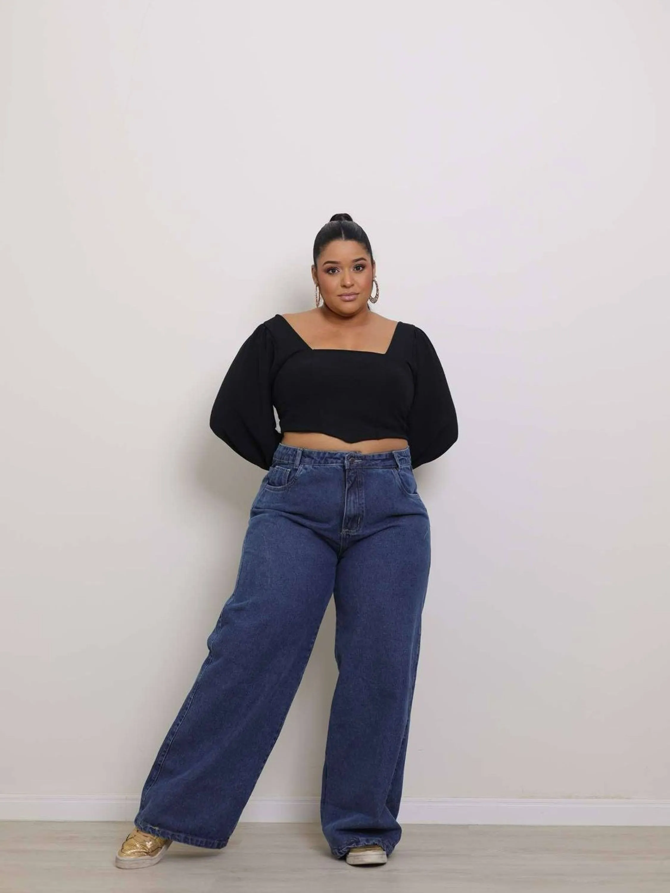 Calca wide leg plus size