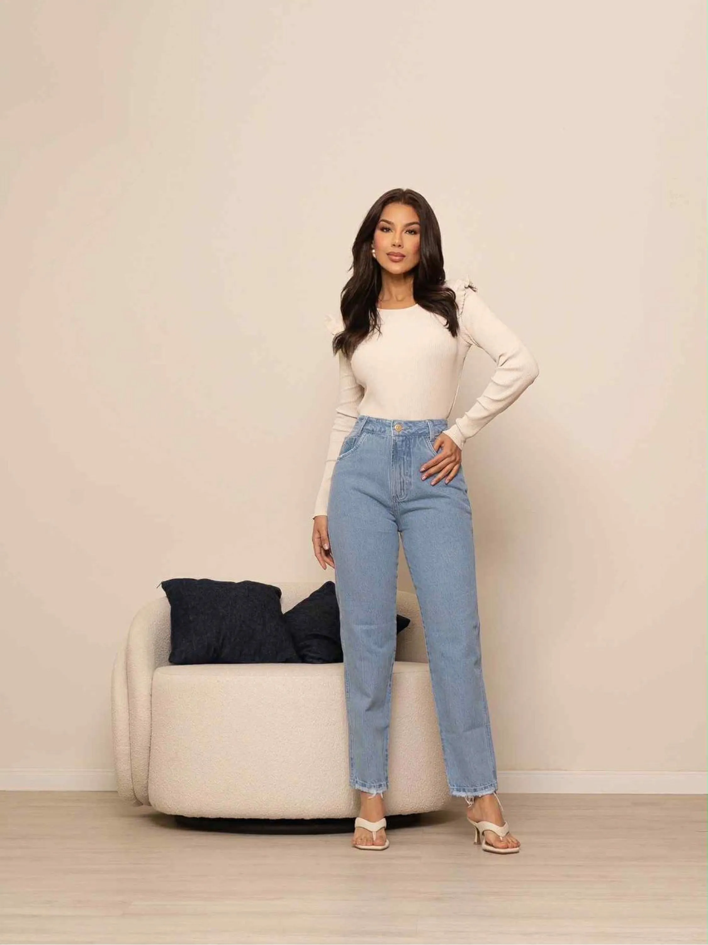 Calça mom jeans sem laicra