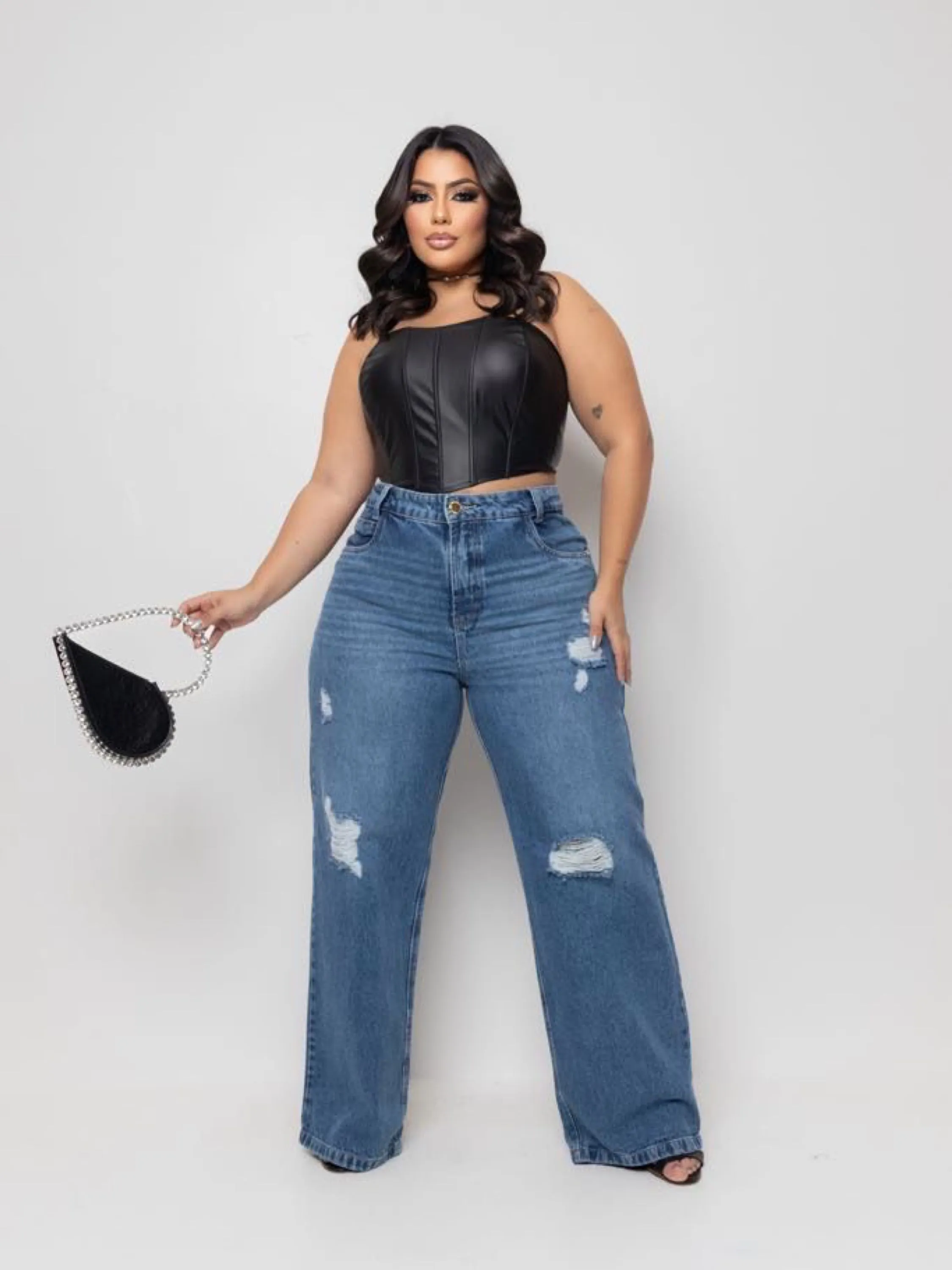 Calça wide leg plus size