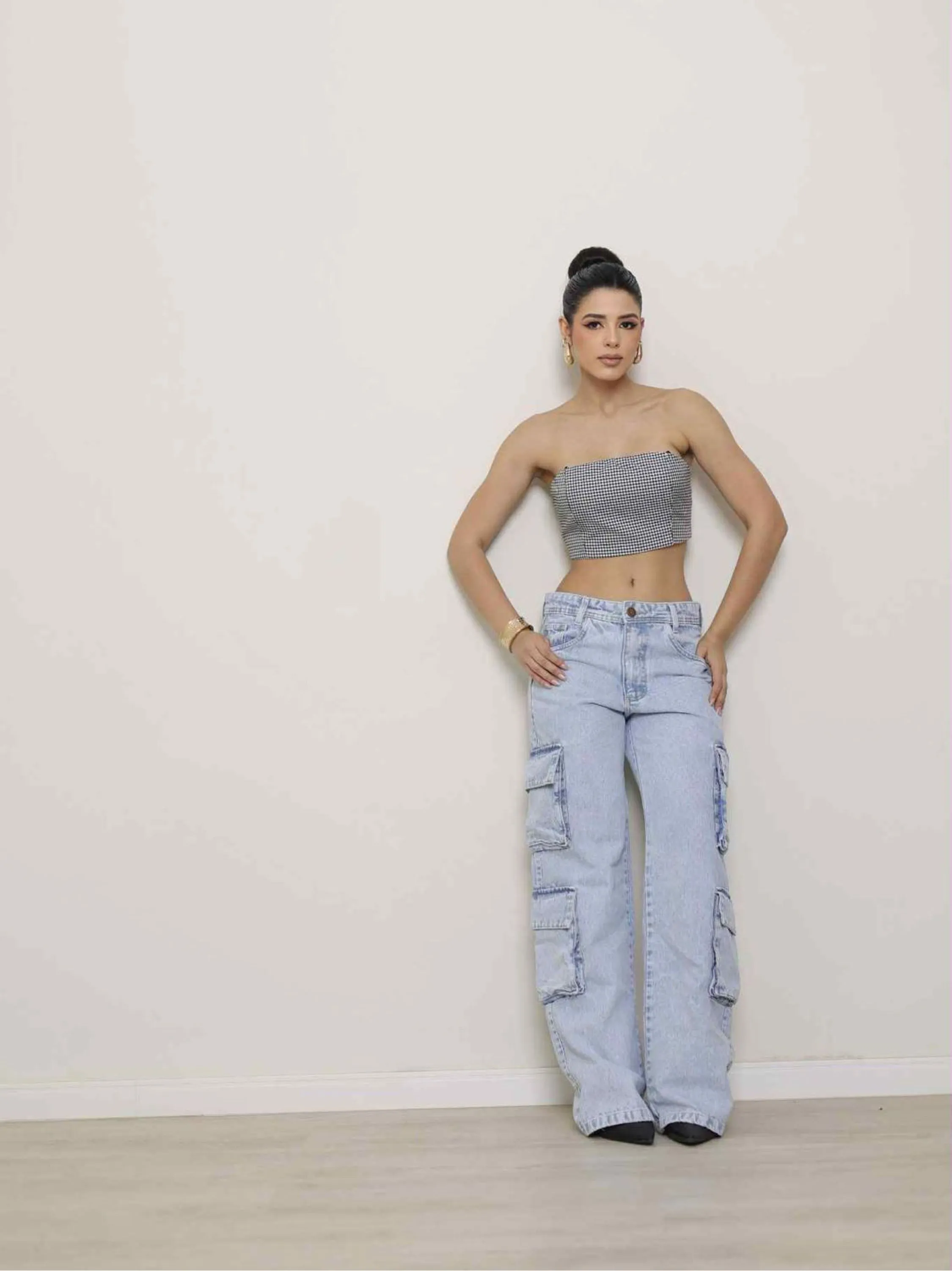 Calça cargo sem laicra