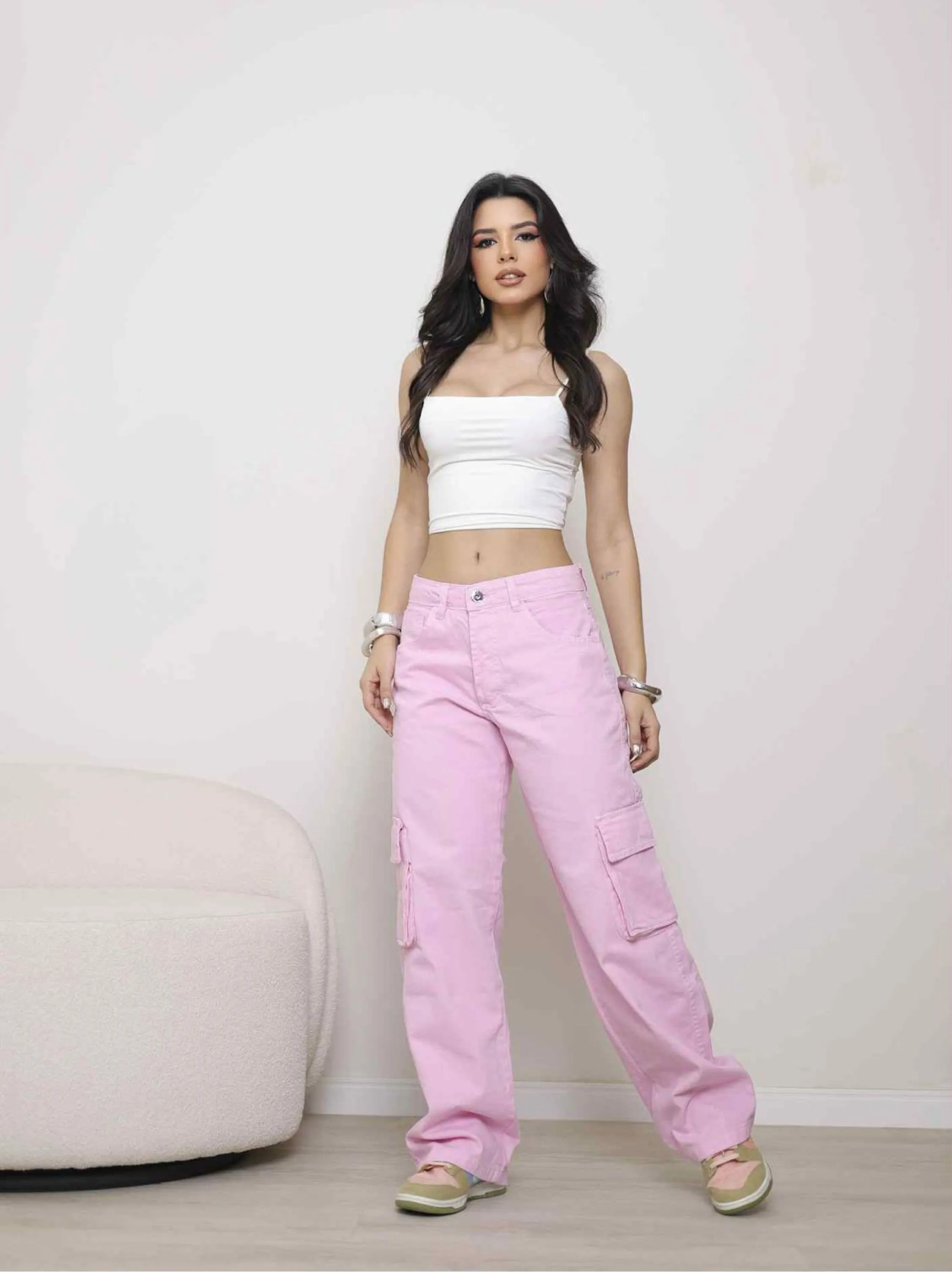 Cargo jeans sem laicra