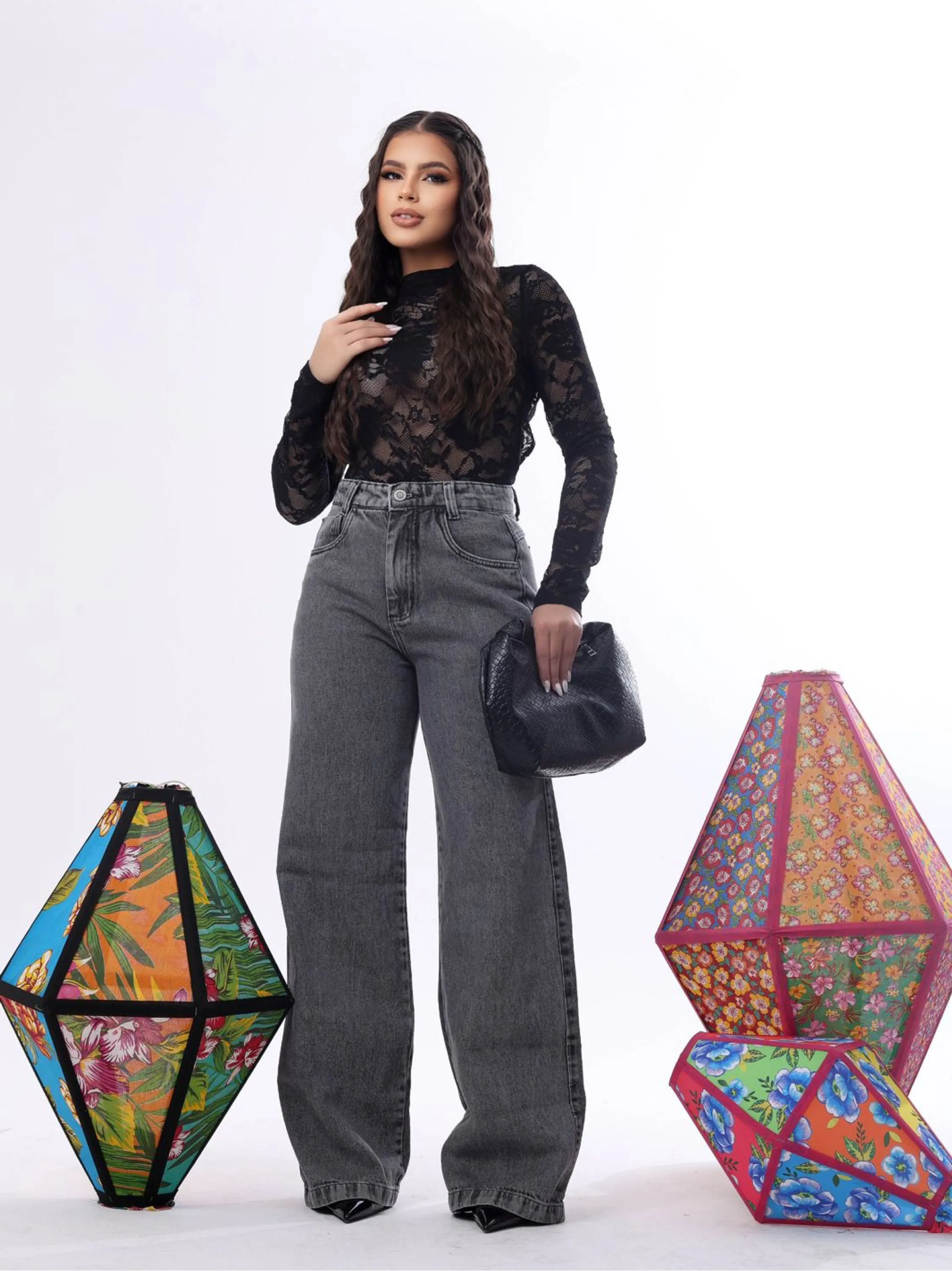 Calça wide leg sem laicra