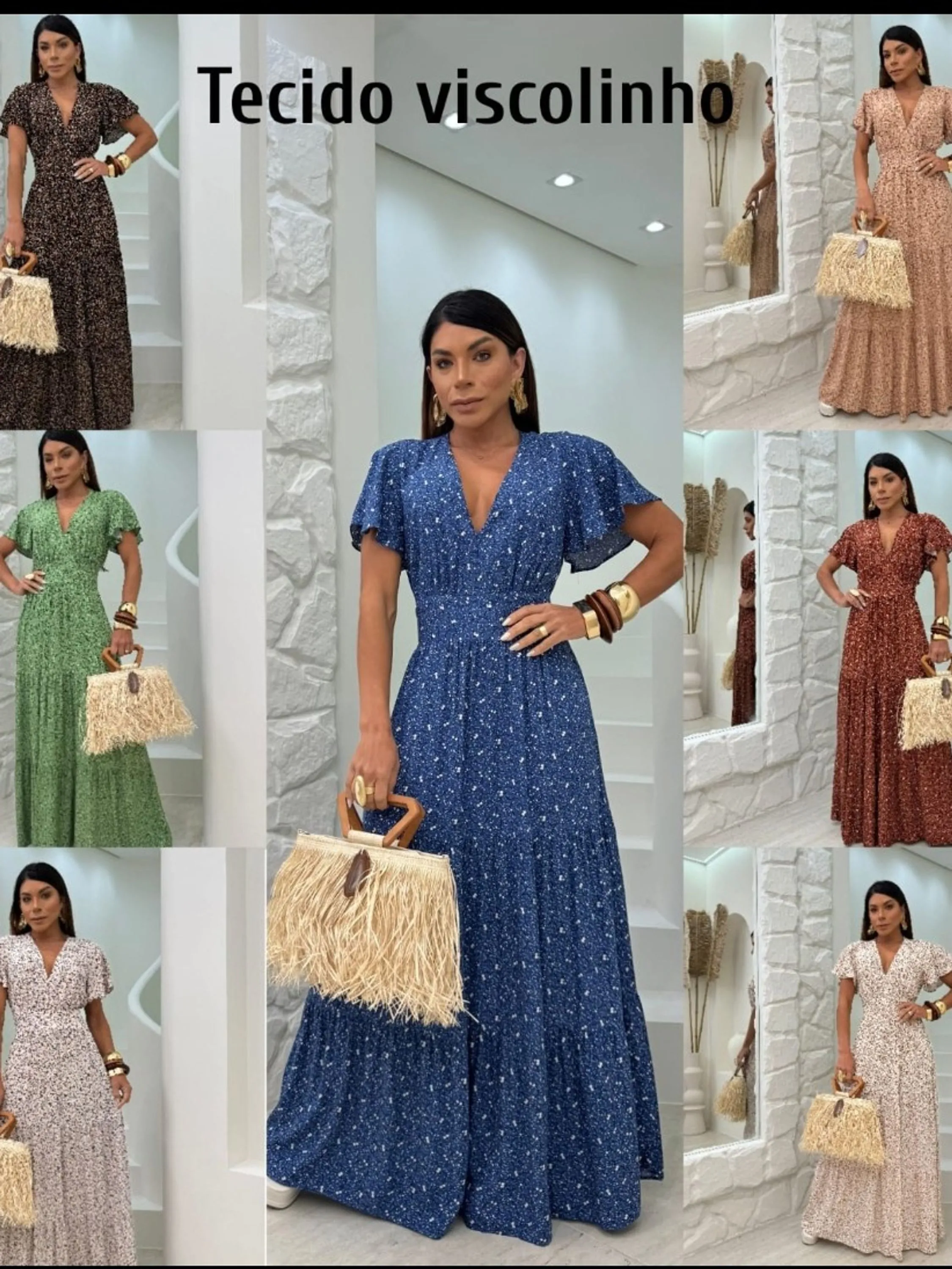 Vestido longo estampado