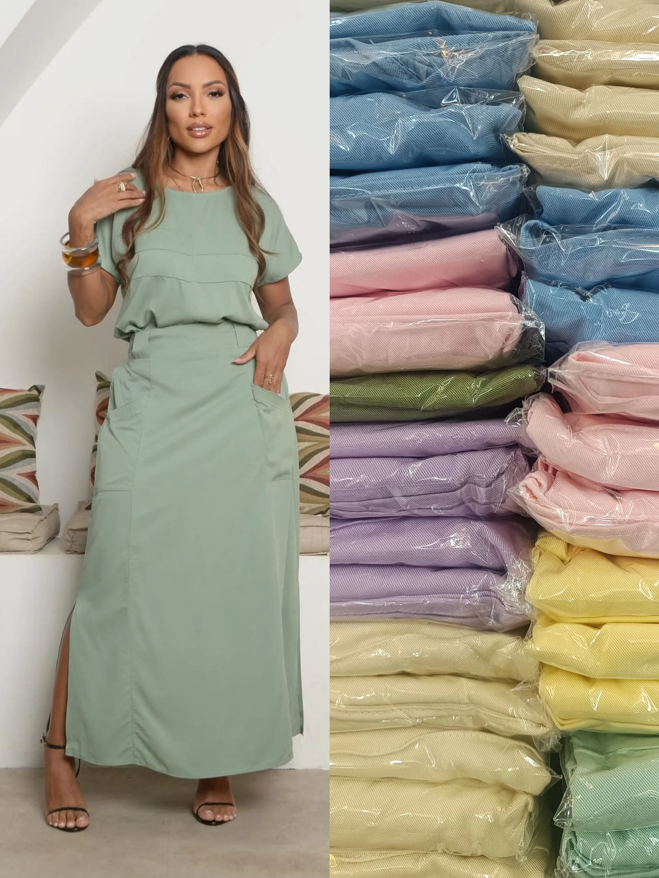 Conjunto de saia e blusa