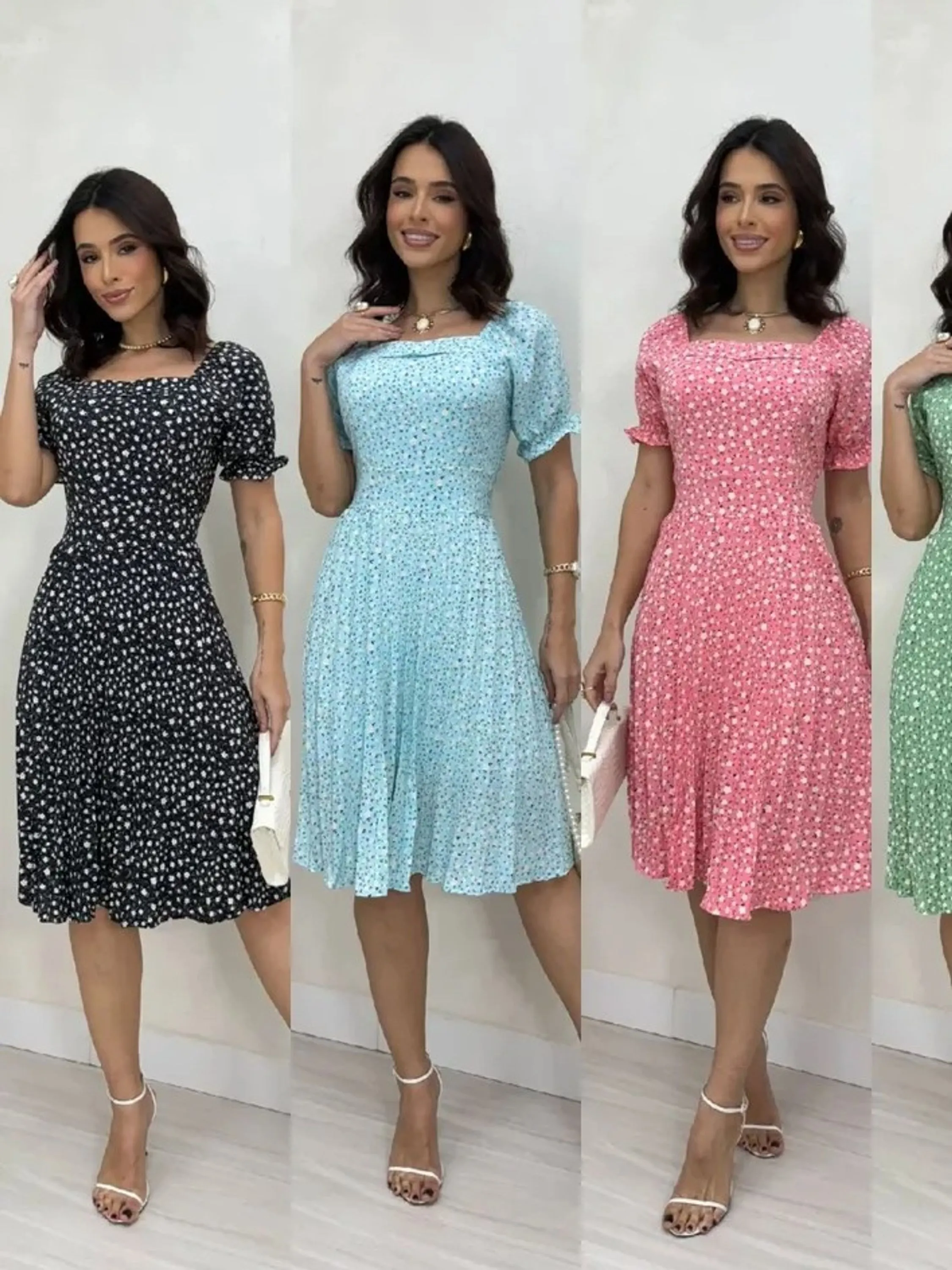 Vestido com saia plissada